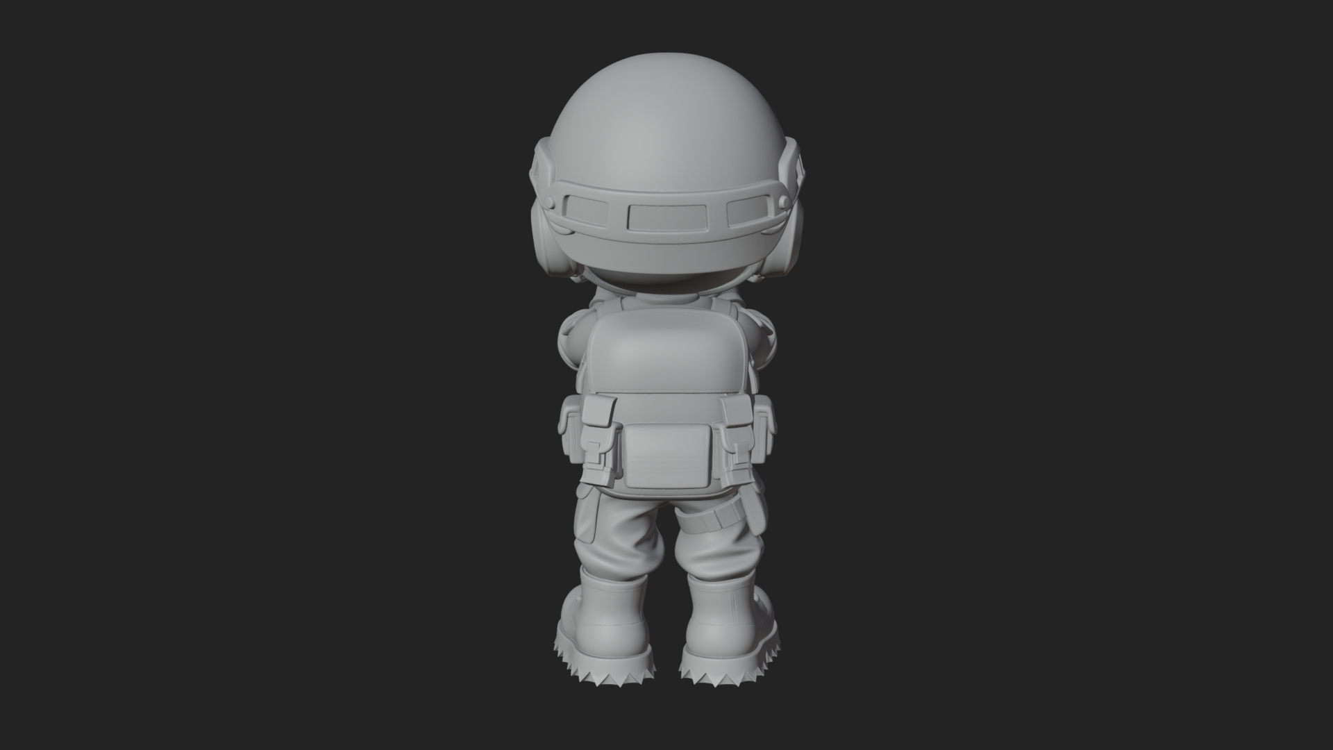 Chibi Soldier with Binoculars Statue Design 1 3D Print 3D Model
