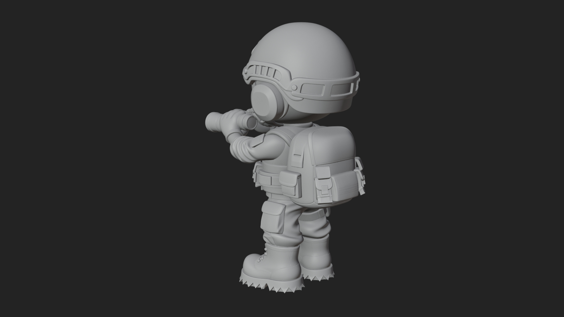 Chibi Soldier with Binoculars Statue Design 1 3D Print 3D Model