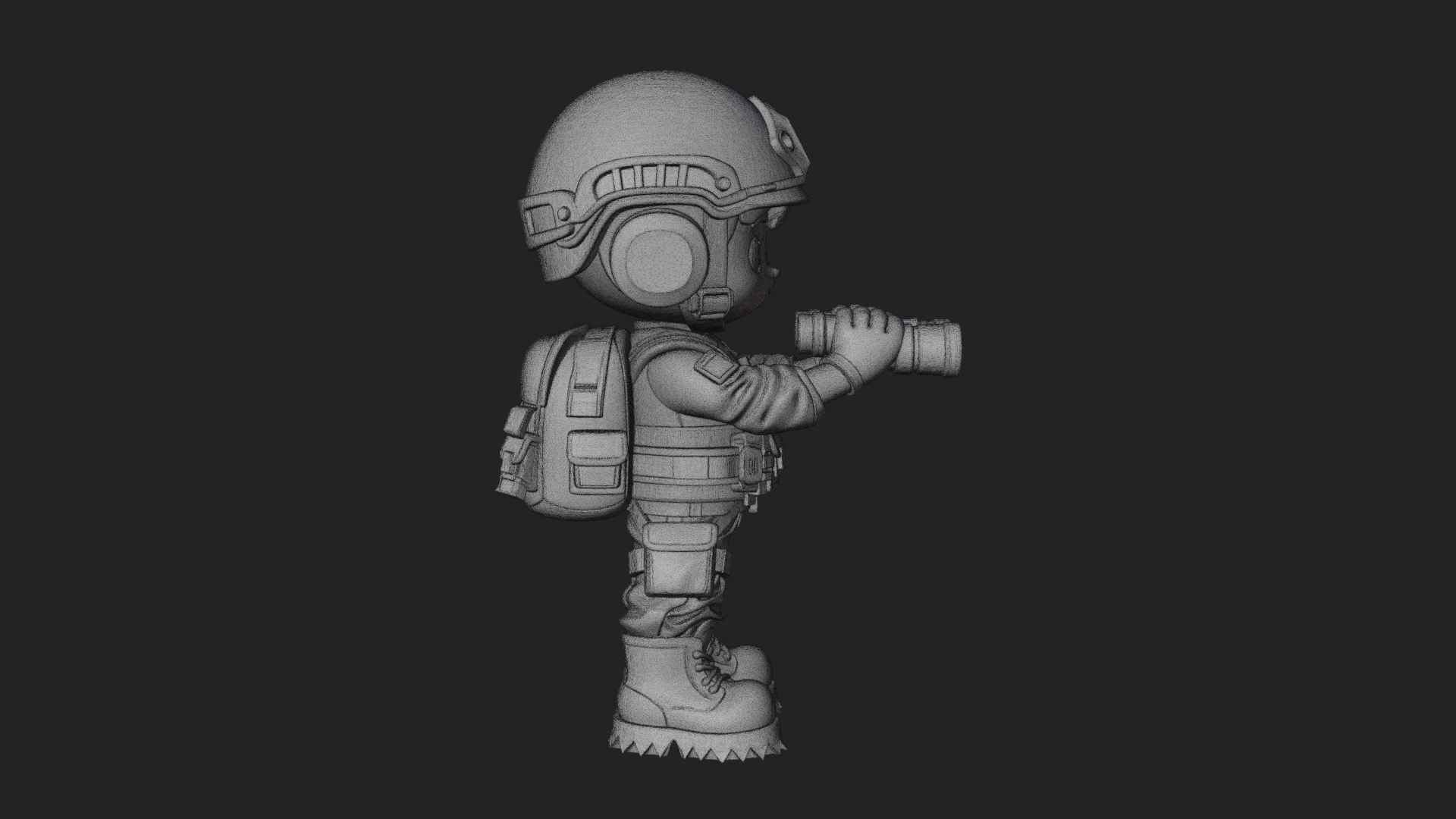 Chibi Soldier with Binoculars Statue Design 1 3D Print 3D Model