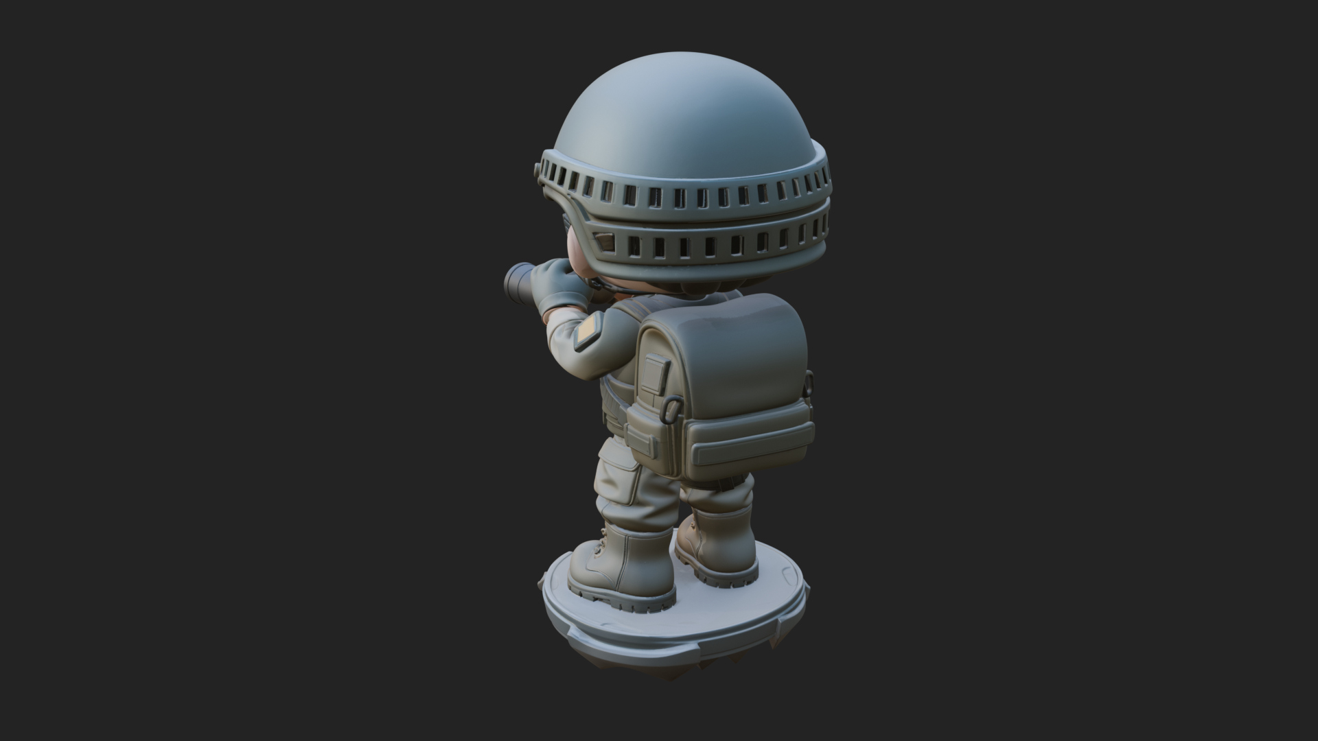 Chibi Soldier with Binoculars Statue Design 2 3D Print 3D Model