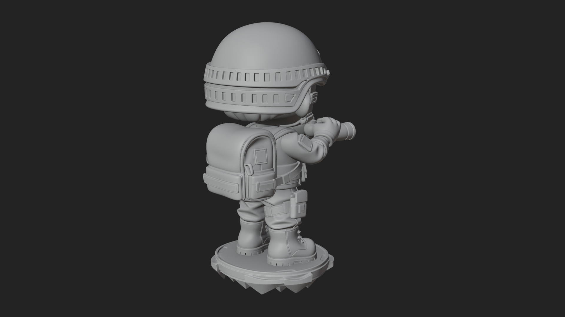 Chibi Soldier with Binoculars Statue Design 2 3D Print 3D Model