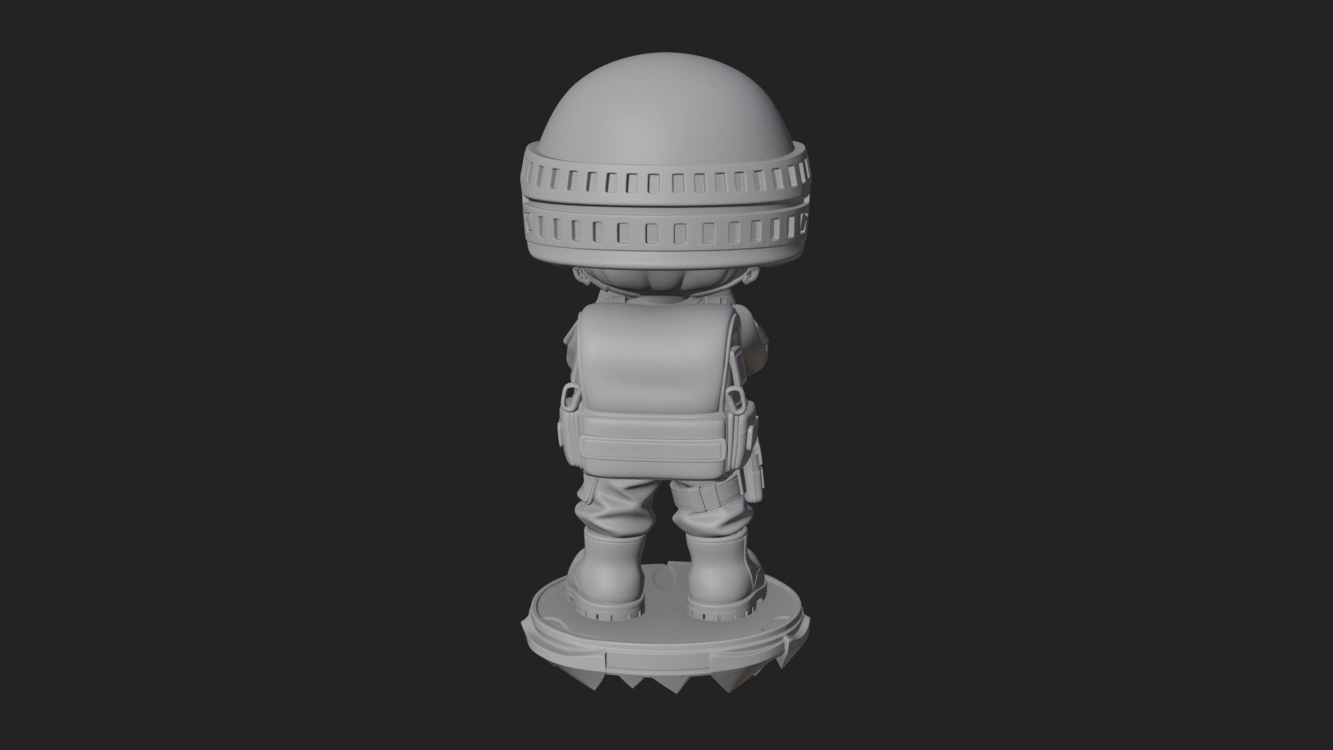 Chibi Soldier with Binoculars Statue Design 2 3D Print 3D Model