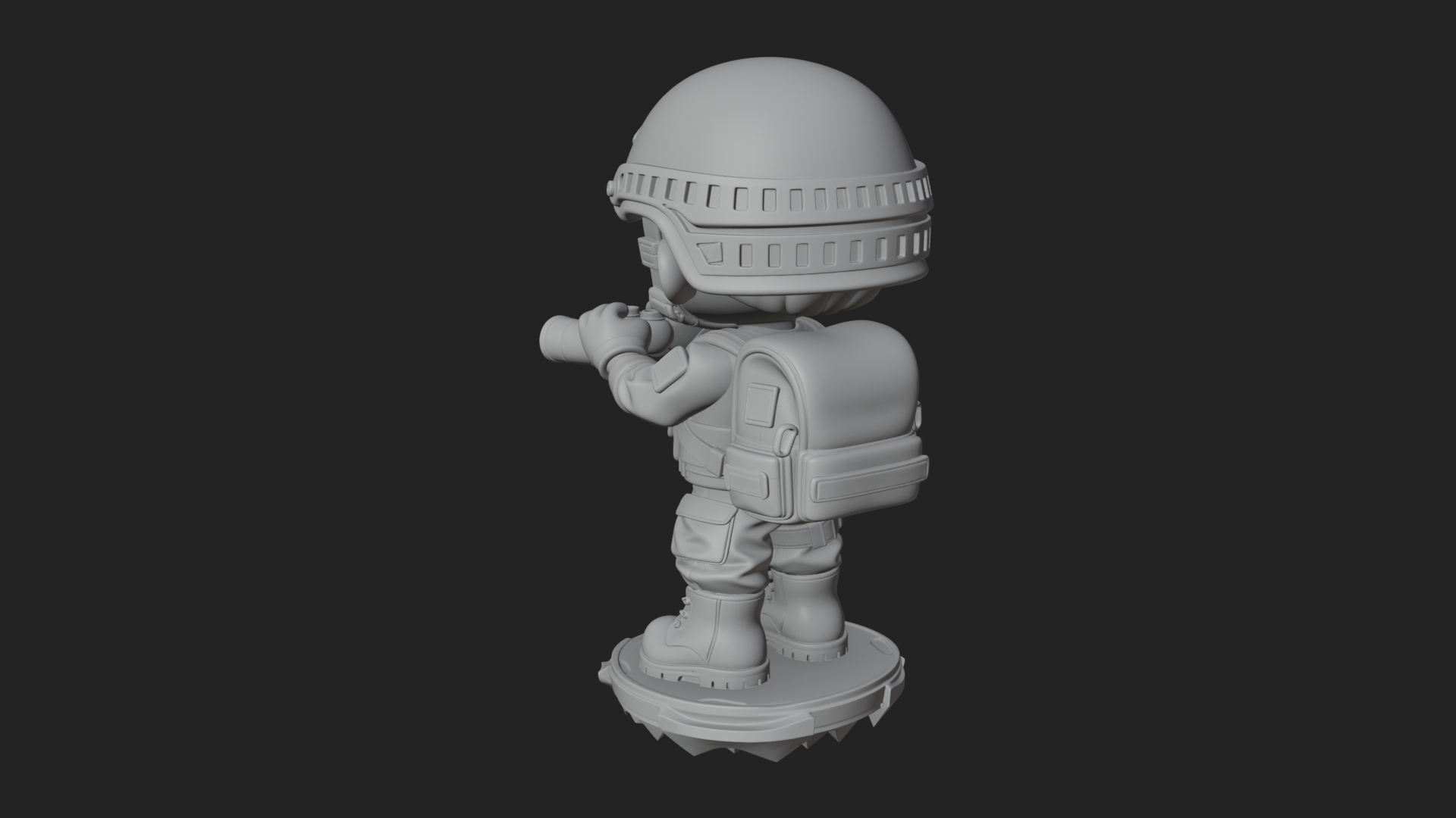 Chibi Soldier with Binoculars Statue Design 2 3D Print 3D Model