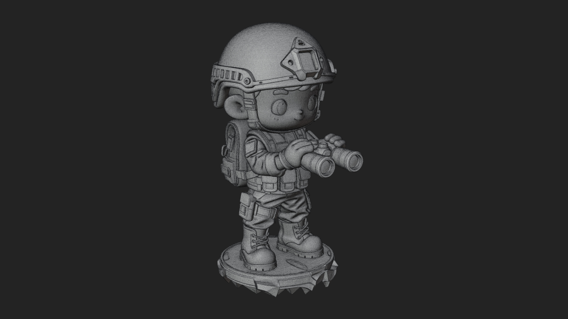 Chibi Soldier with Binoculars Statue Design 2 3D Print 3D Model