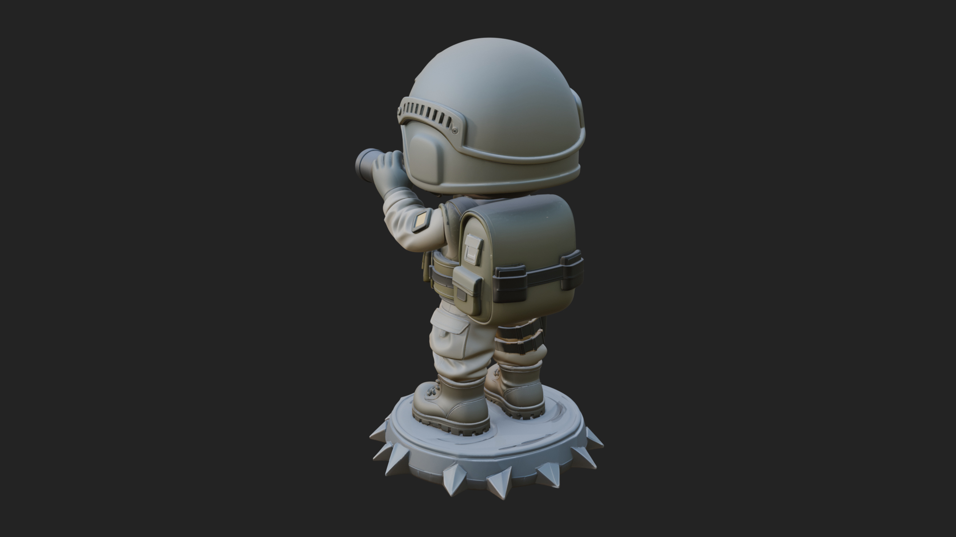Chibi Soldier with Binoculars Statue Design 3 3D Print 3D Model