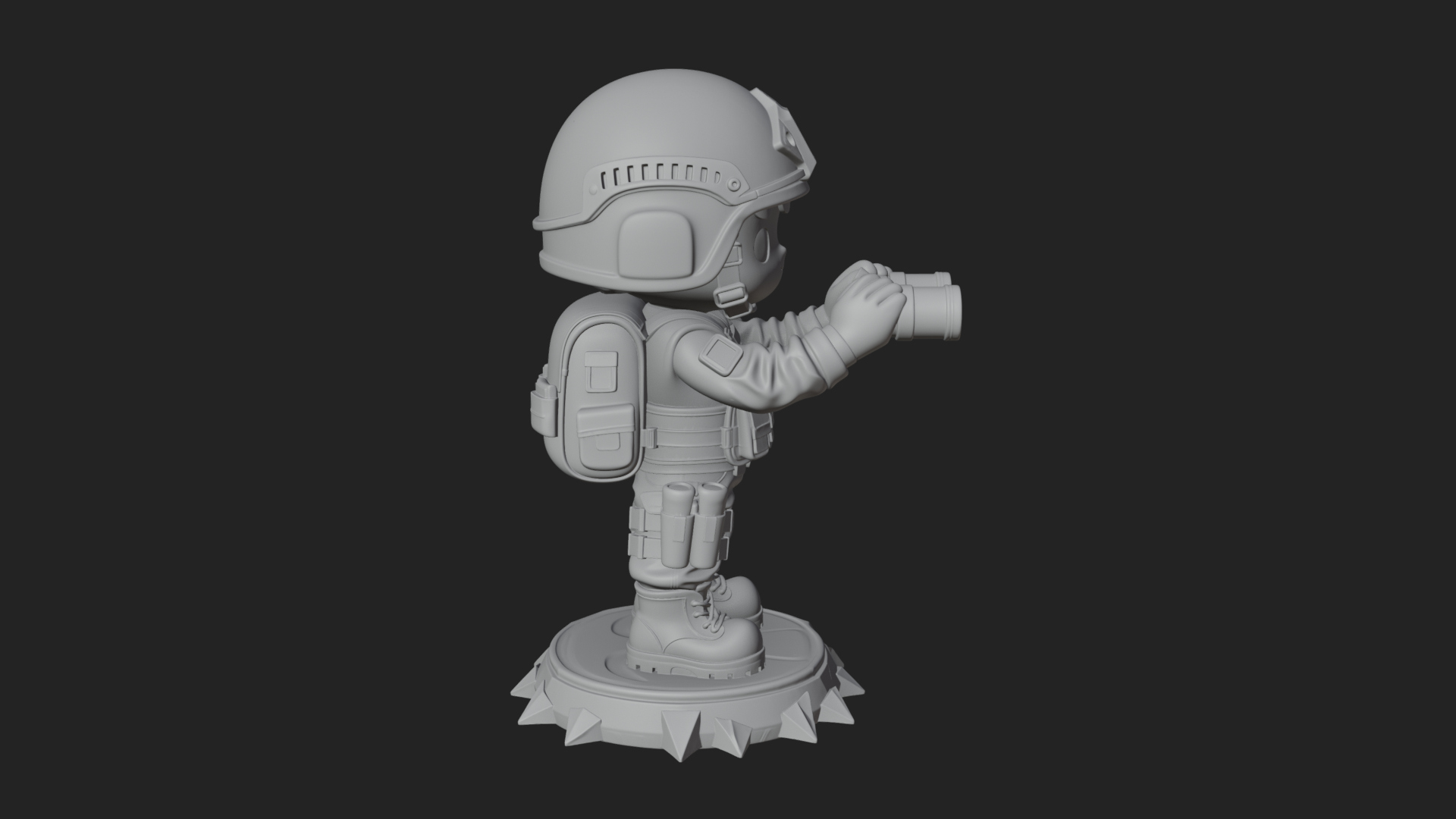 Chibi Soldier with Binoculars Statue Design 3 3D Print 3D Model