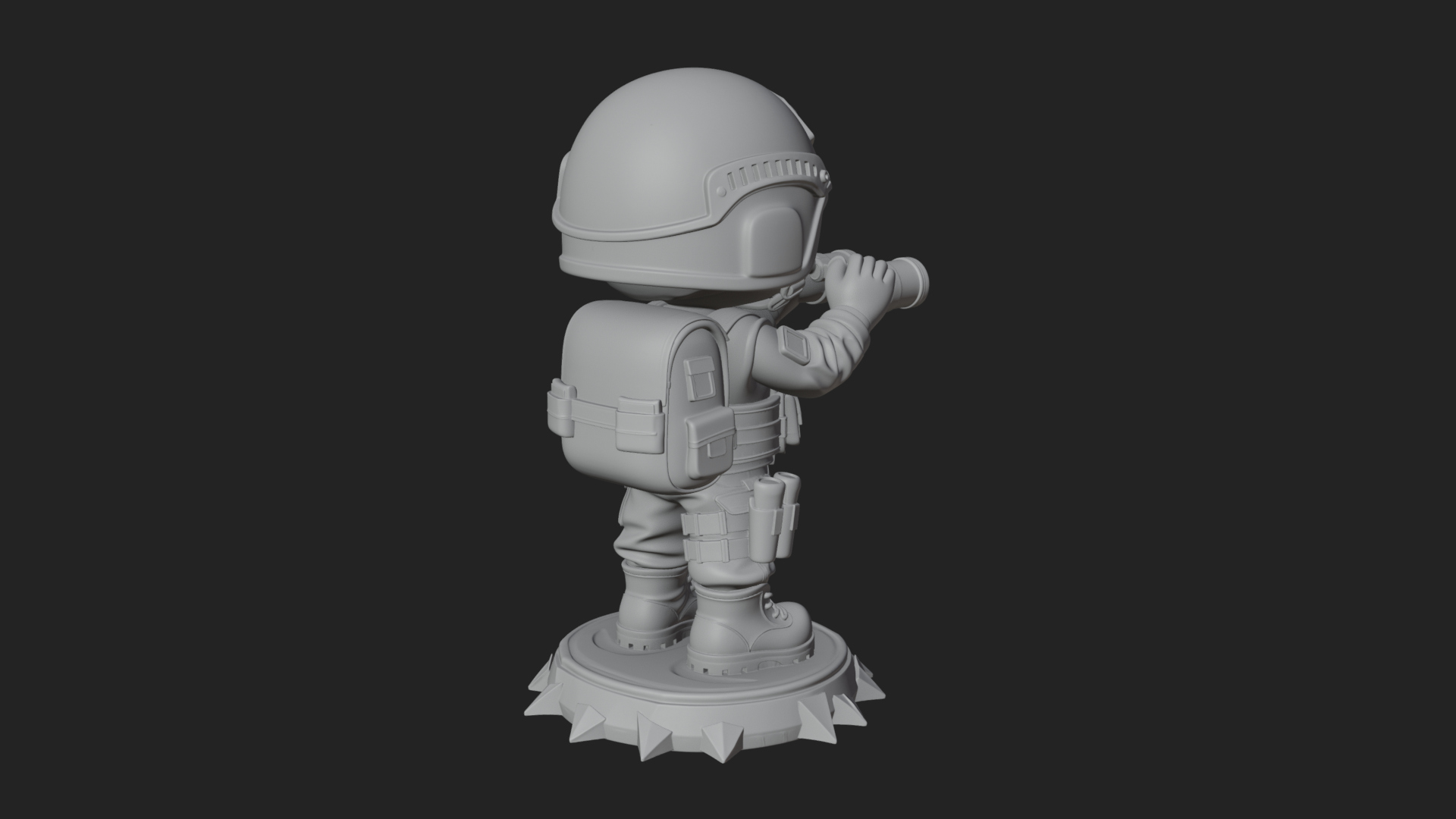 Chibi Soldier with Binoculars Statue Design 3 3D Print 3D Model