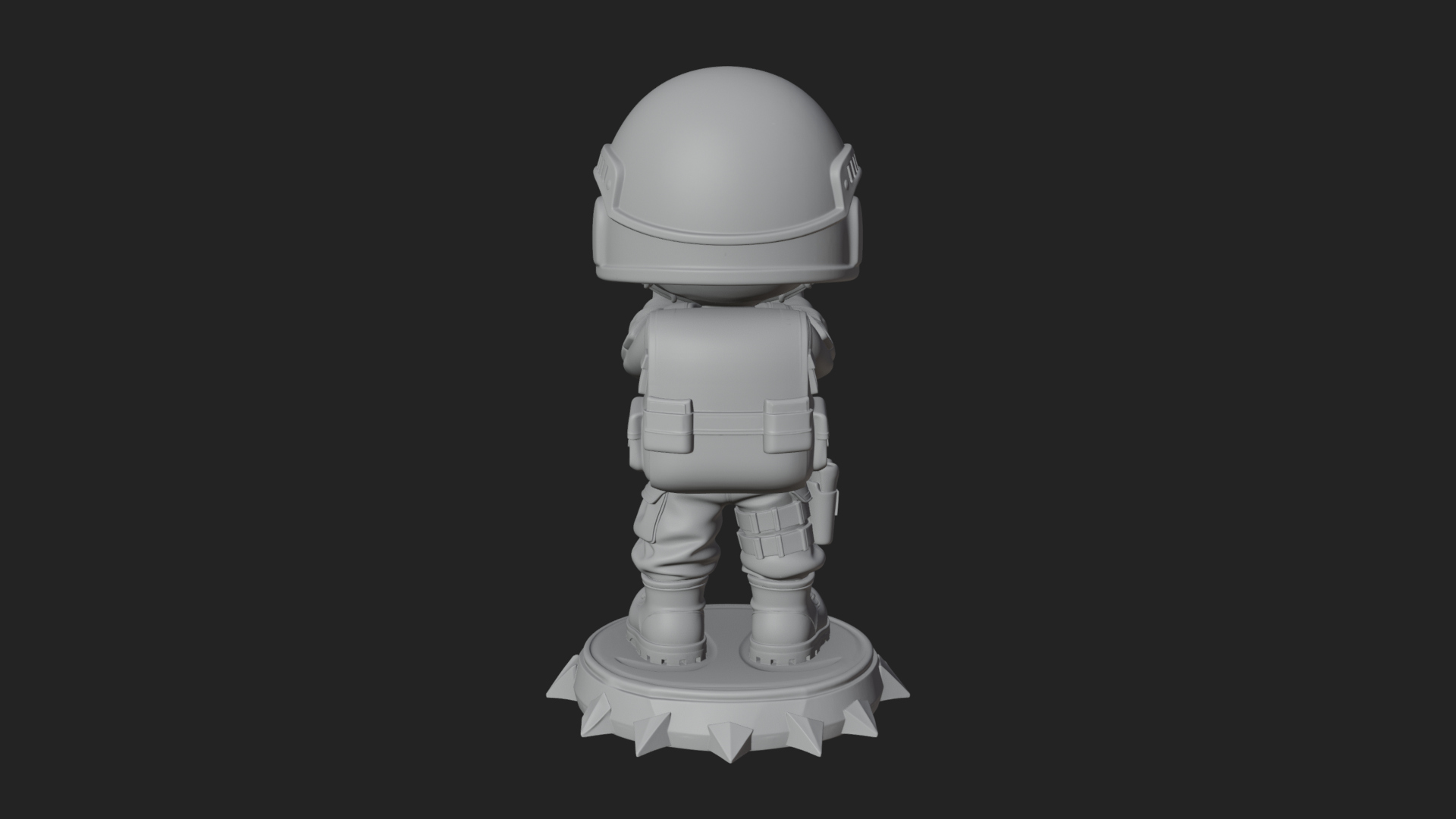 Chibi Soldier with Binoculars Statue Design 3 3D Print 3D Model