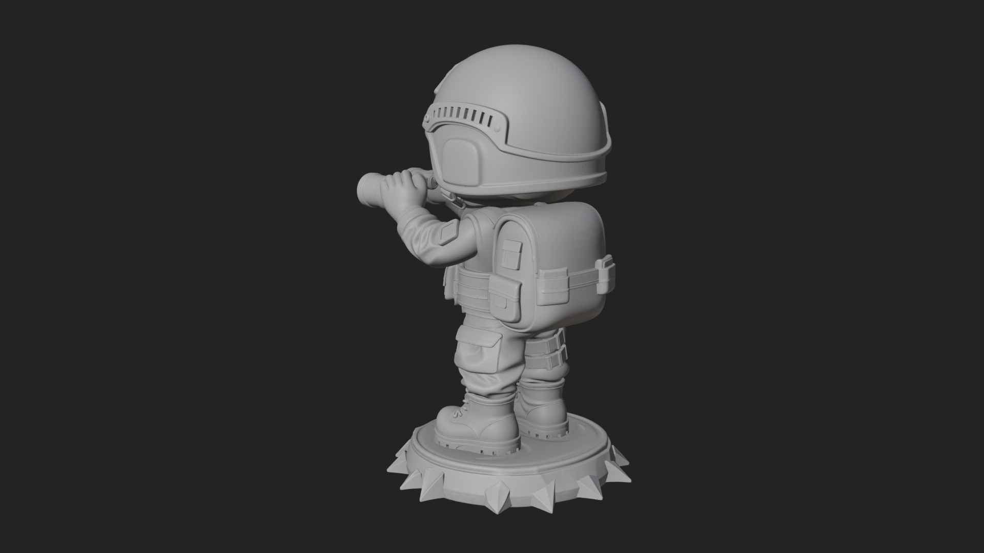 Chibi Soldier with Binoculars Statue Design 3 3D Print 3D Model