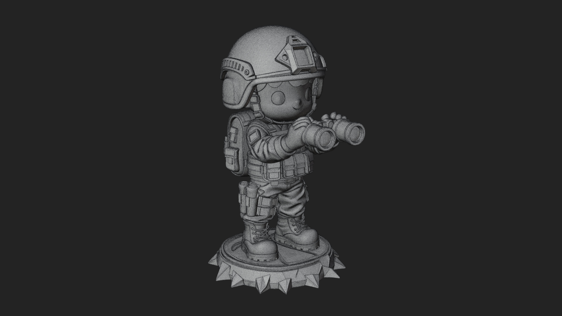 Chibi Soldier with Binoculars Statue Design 3 3D Print 3D Model