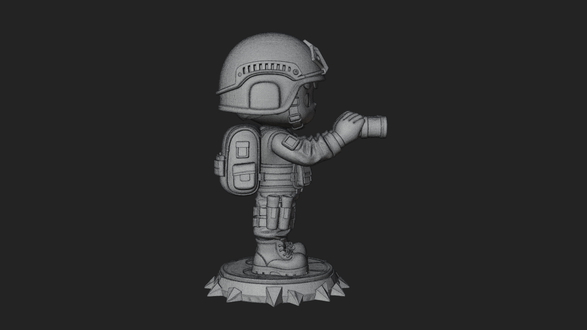 Chibi Soldier with Binoculars Statue Design 3 3D Print 3D Model
