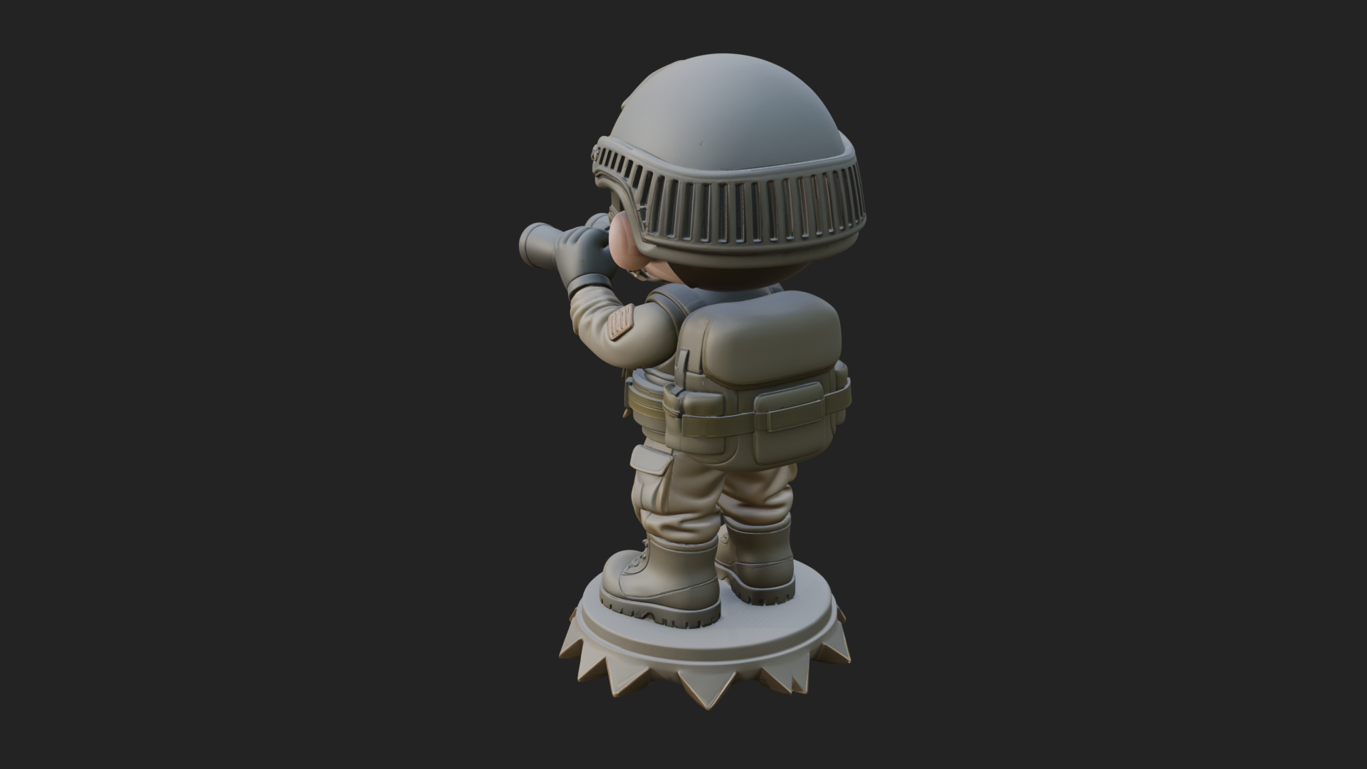Chibi Soldier with Binoculars Statue Design 4 3D Print 3D Model