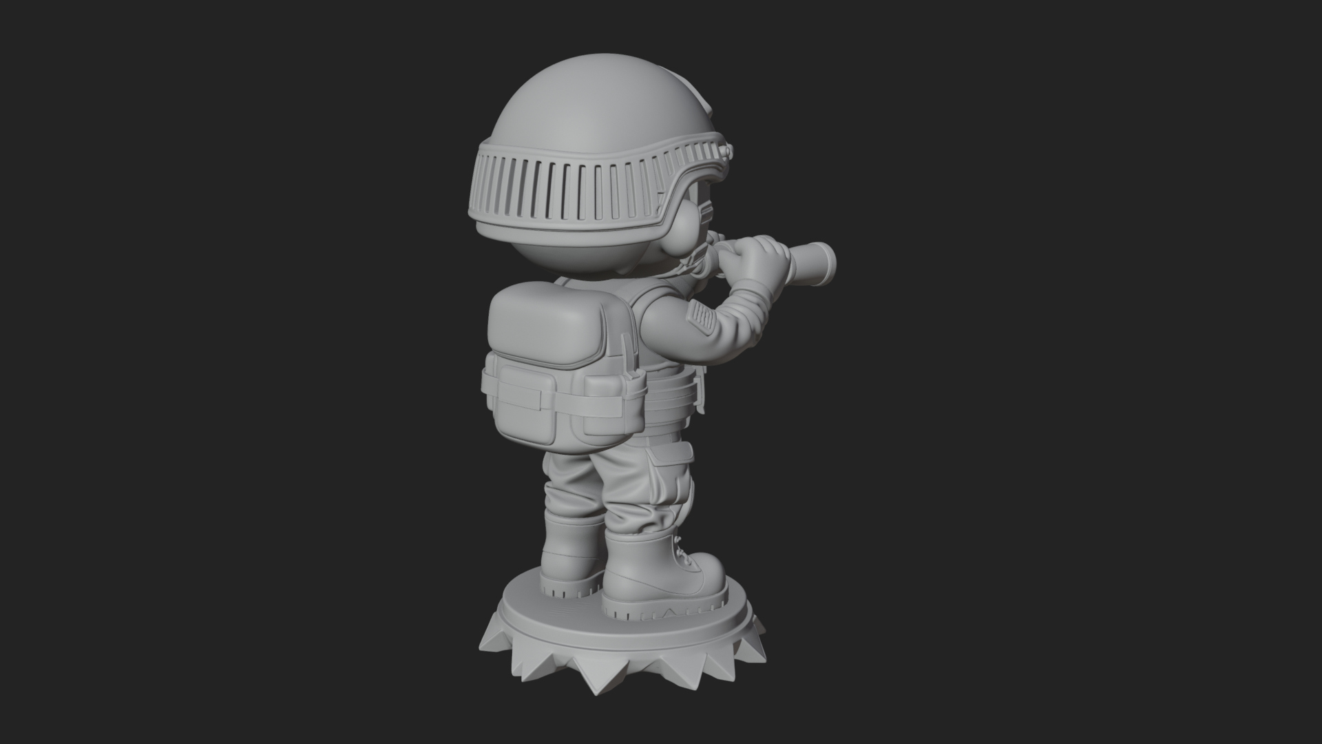 Chibi Soldier with Binoculars Statue Design 4 3D Print 3D Model
