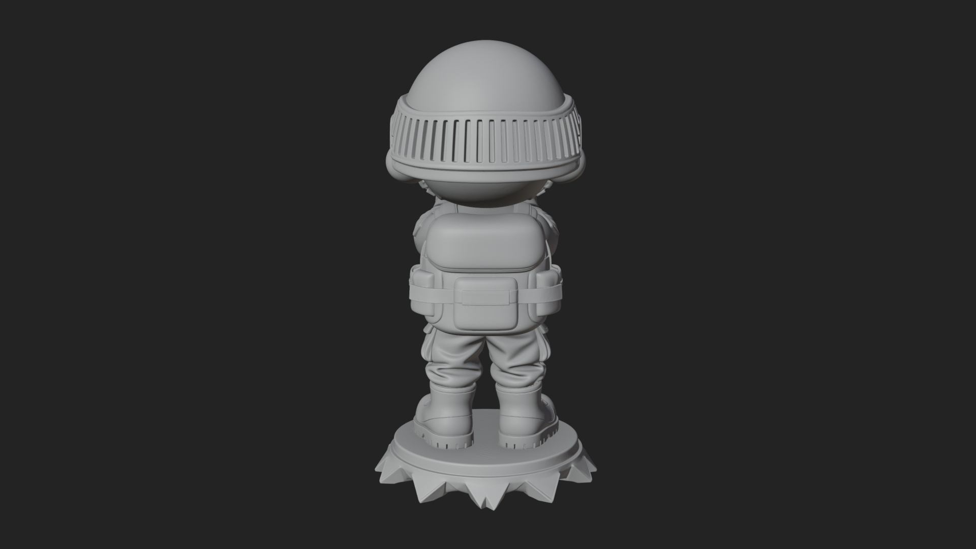 Chibi Soldier with Binoculars Statue Design 4 3D Print 3D Model