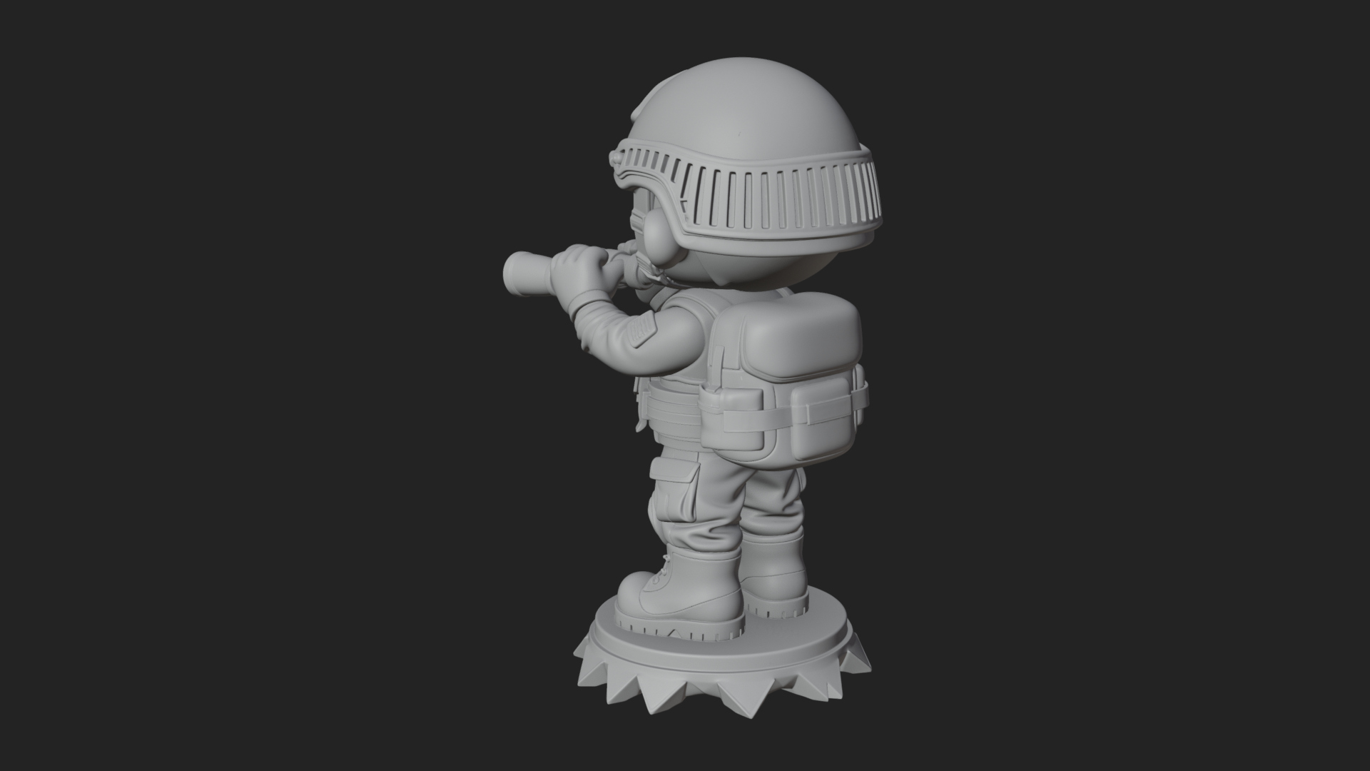 Chibi Soldier with Binoculars Statue Design 4 3D Print 3D Model