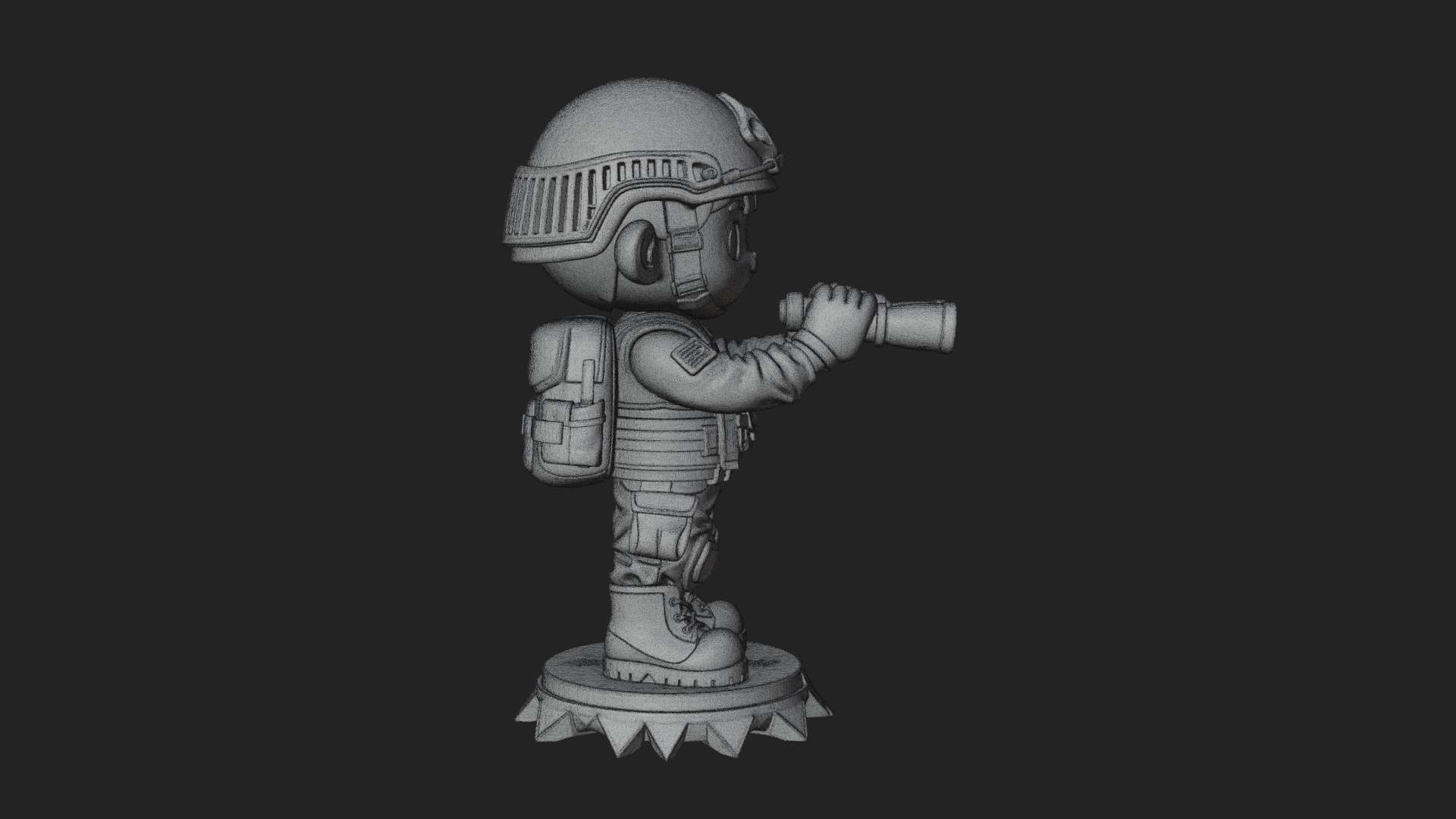 Chibi Soldier with Binoculars Statue Design 4 3D Print 3D Model