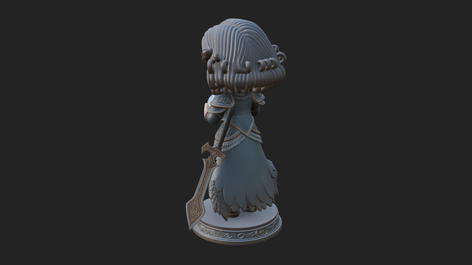 Chibi Sorceress with Orb Statue Design 1 3D Print Model 3D Model