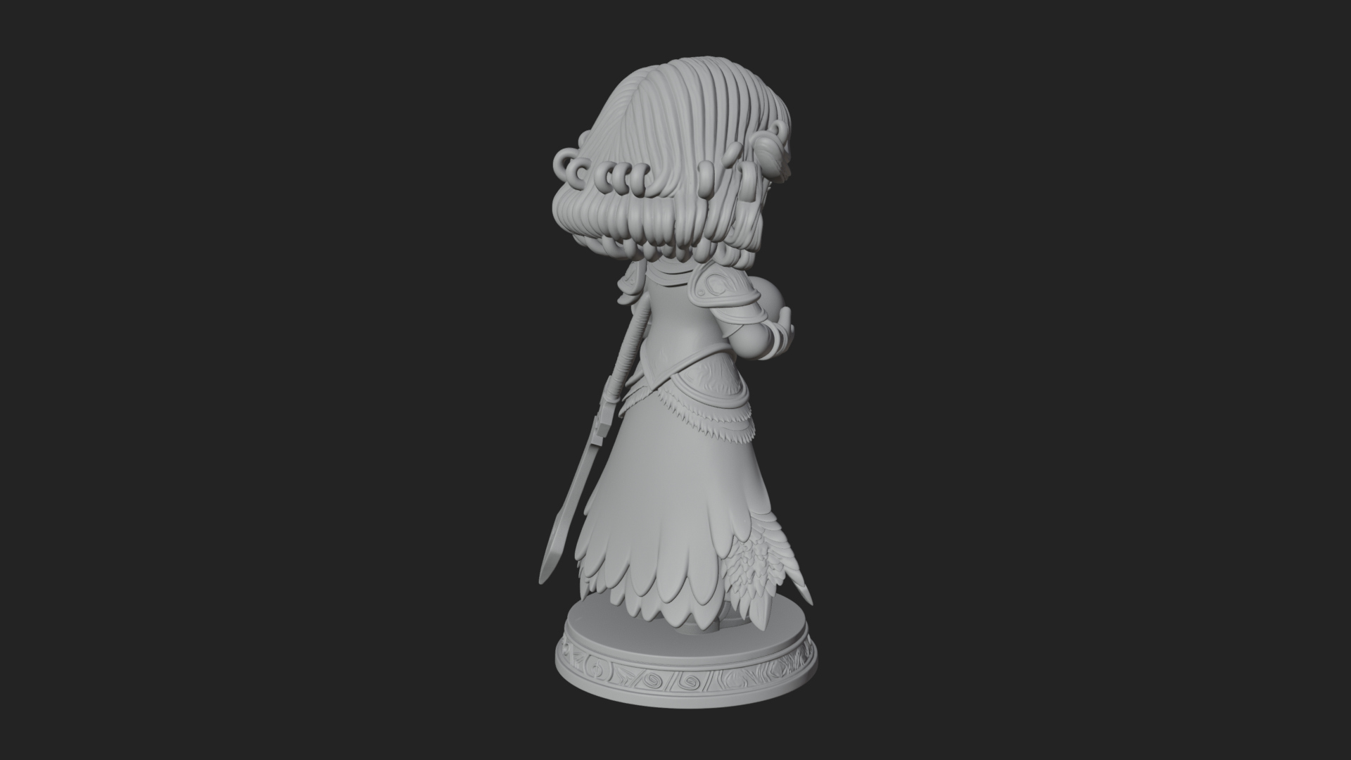 Chibi Sorceress with Orb Statue Design 1 3D Print Model 3D Model
