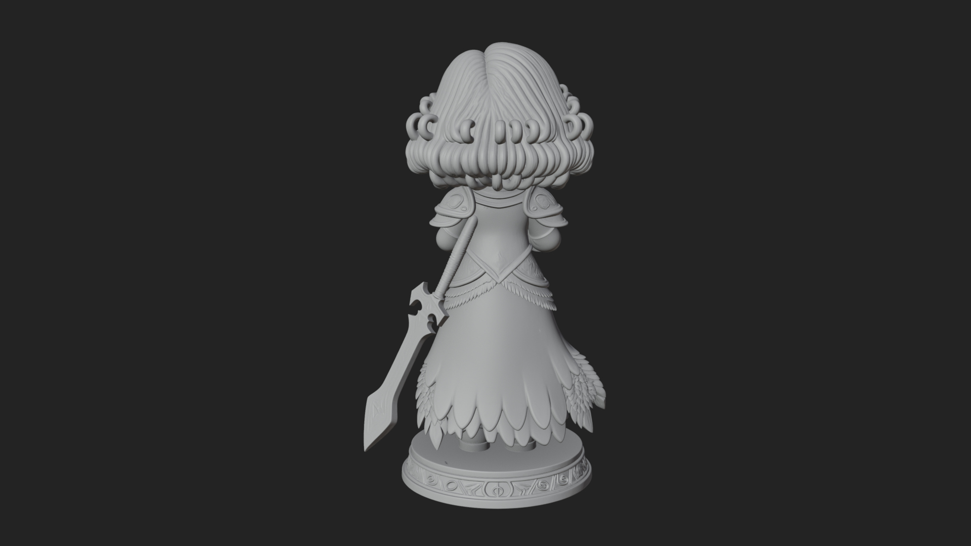 Chibi Sorceress with Orb Statue Design 1 3D Print Model 3D Model