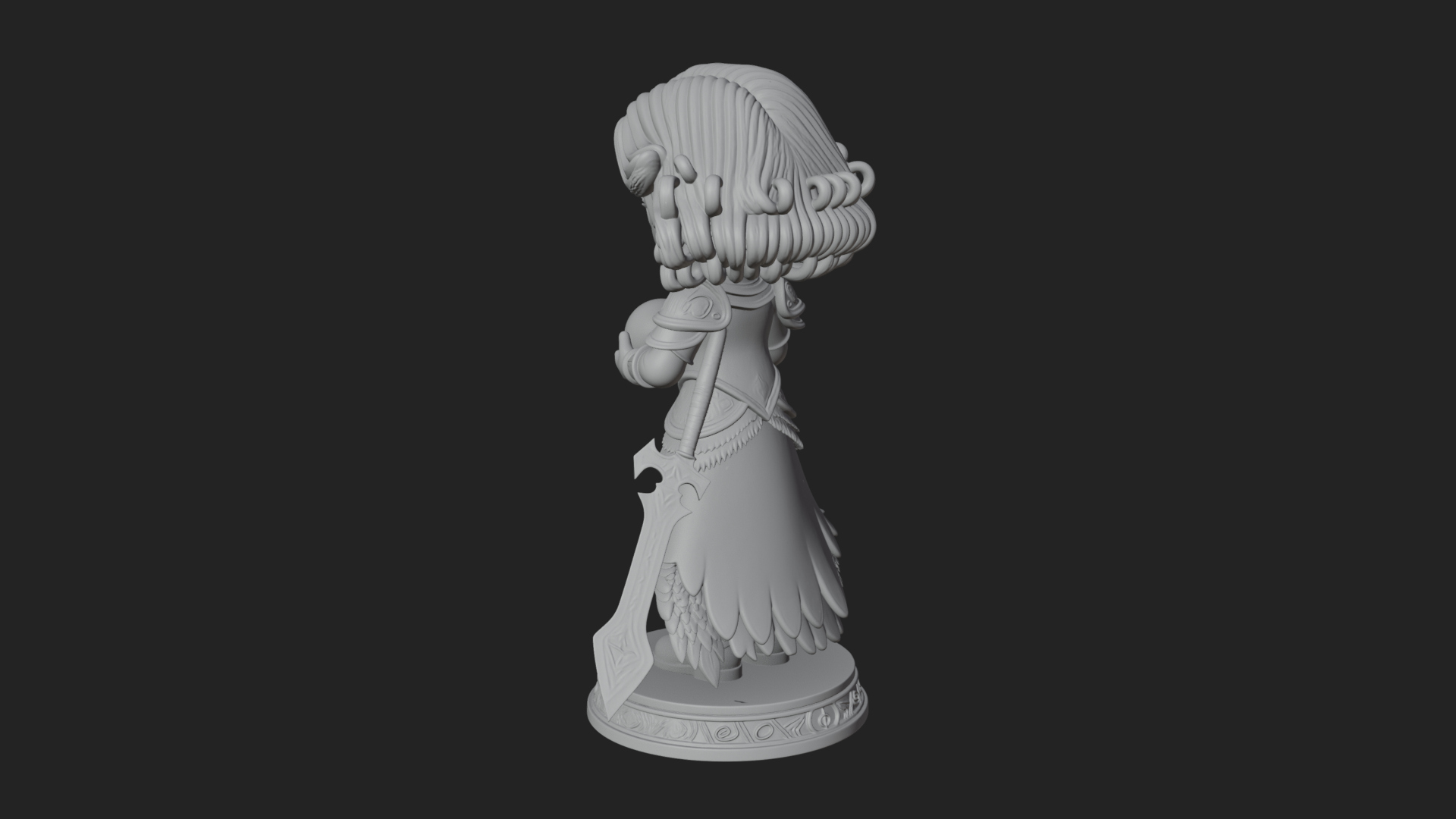 Chibi Sorceress with Orb Statue Design 1 3D Print Model 3D Model
