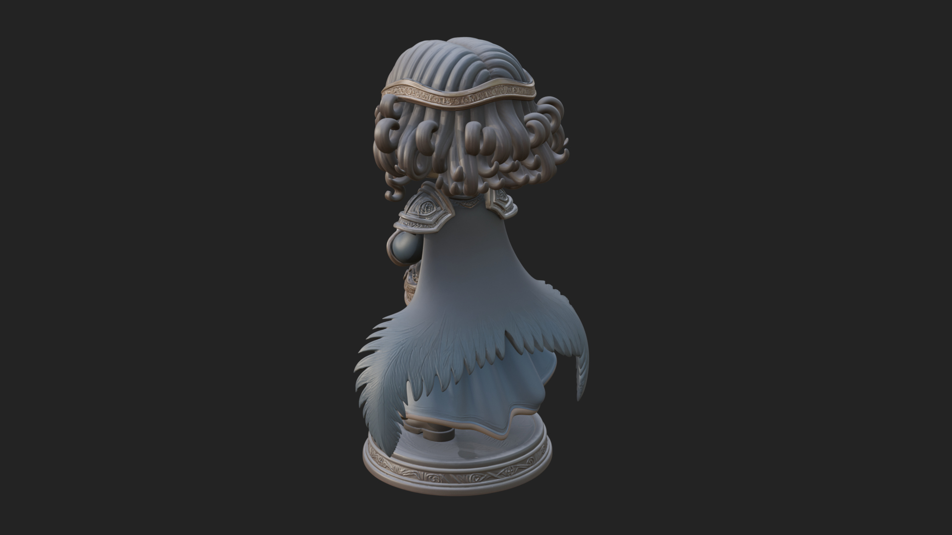Chibi Sorceress with Orb Statue Design 2 3D Print Model 3D Model