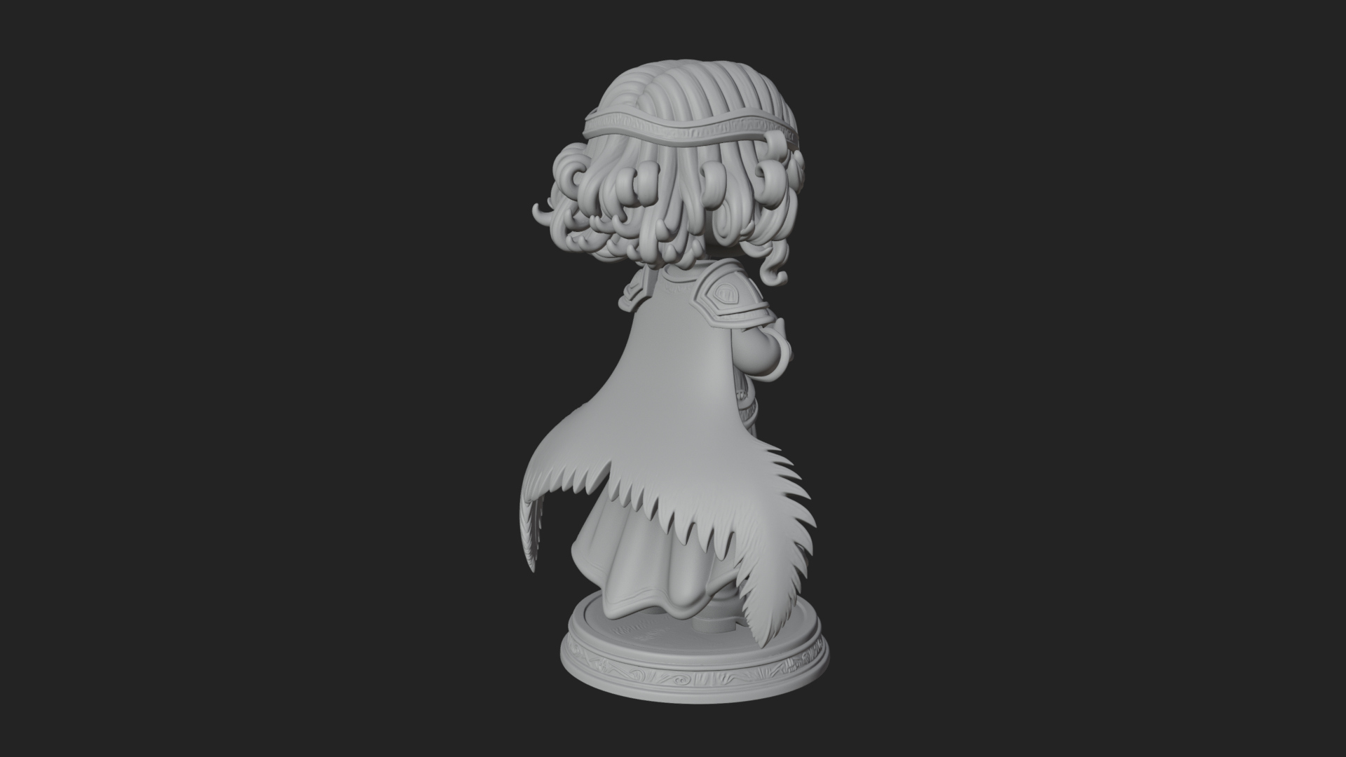 Chibi Sorceress with Orb Statue Design 2 3D Print Model 3D Model