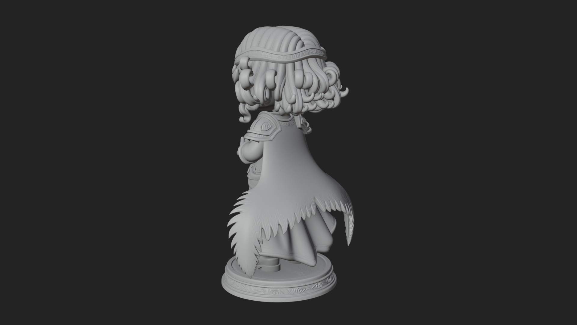 Chibi Sorceress with Orb Statue Design 2 3D Print Model 3D Model