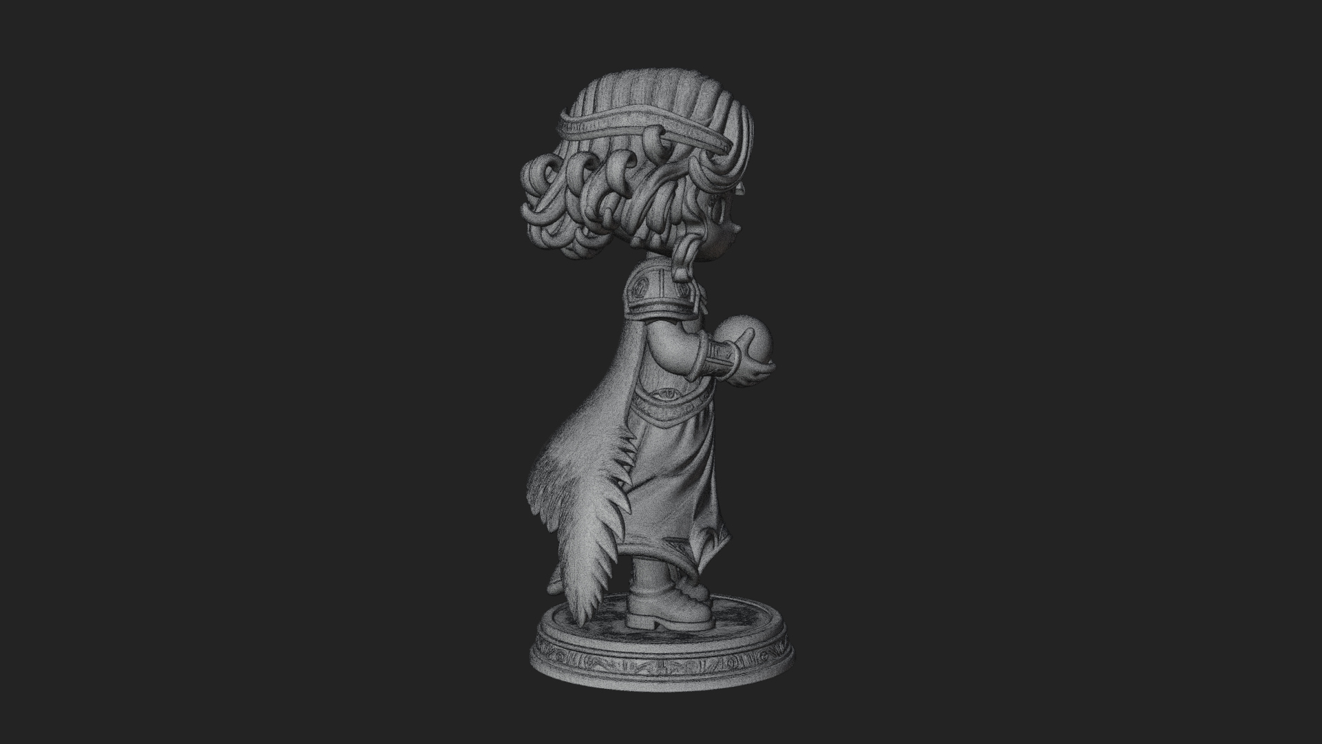 Chibi Sorceress with Orb Statue Design 2 3D Print Model 3D Model