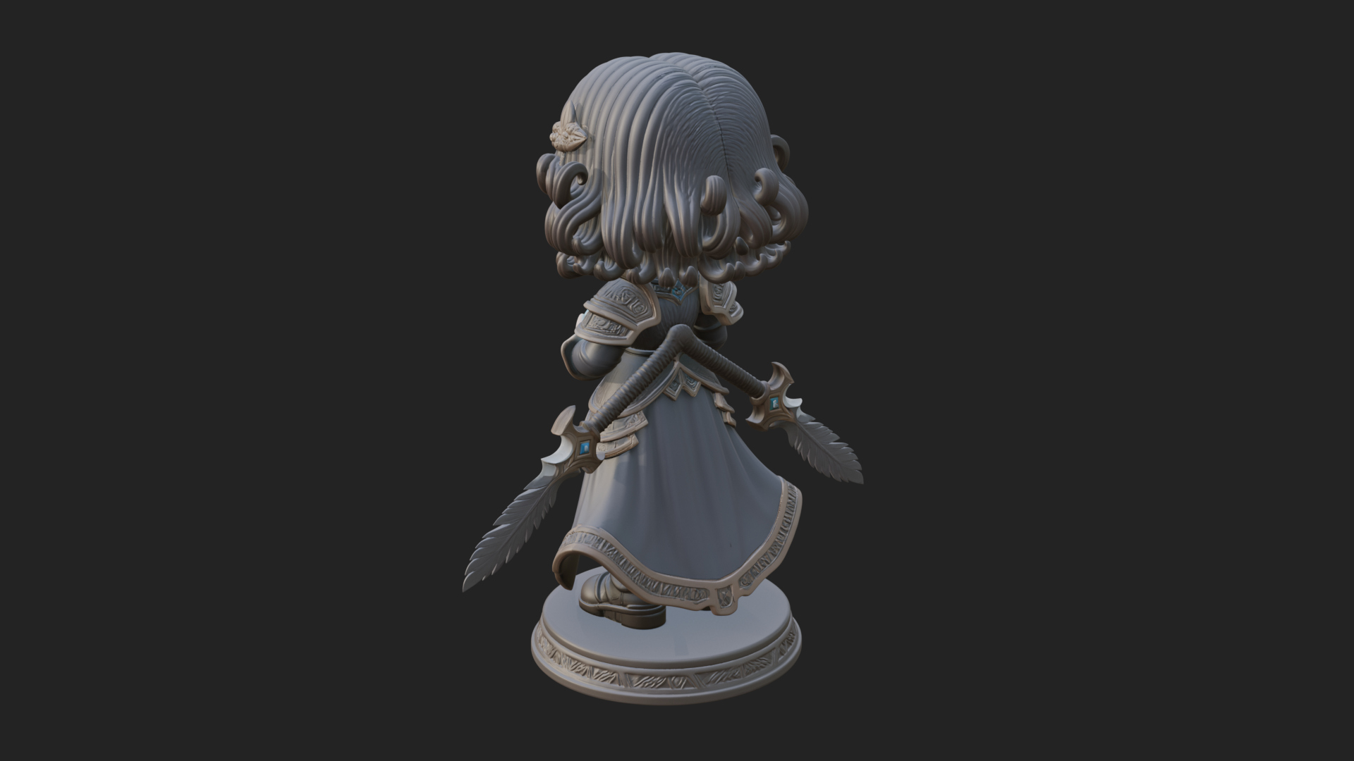 Chibi Sorceress with Orb Statue Design 3 3D Print Model 3D Model