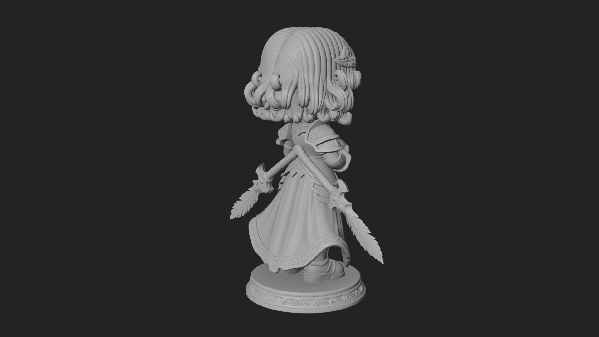 Chibi Sorceress with Orb Statue Design 3 3D Print Model 3D Model