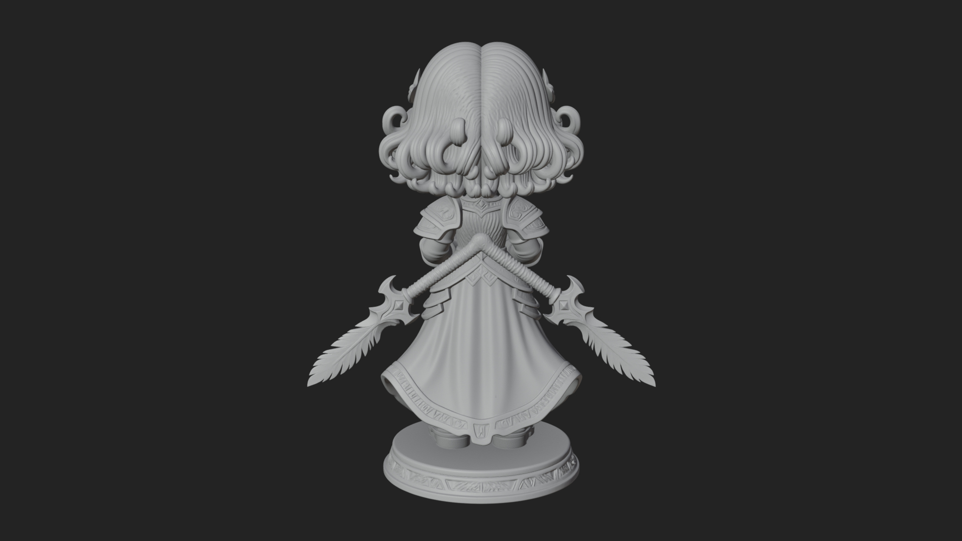 Chibi Sorceress with Orb Statue Design 3 3D Print Model 3D Model