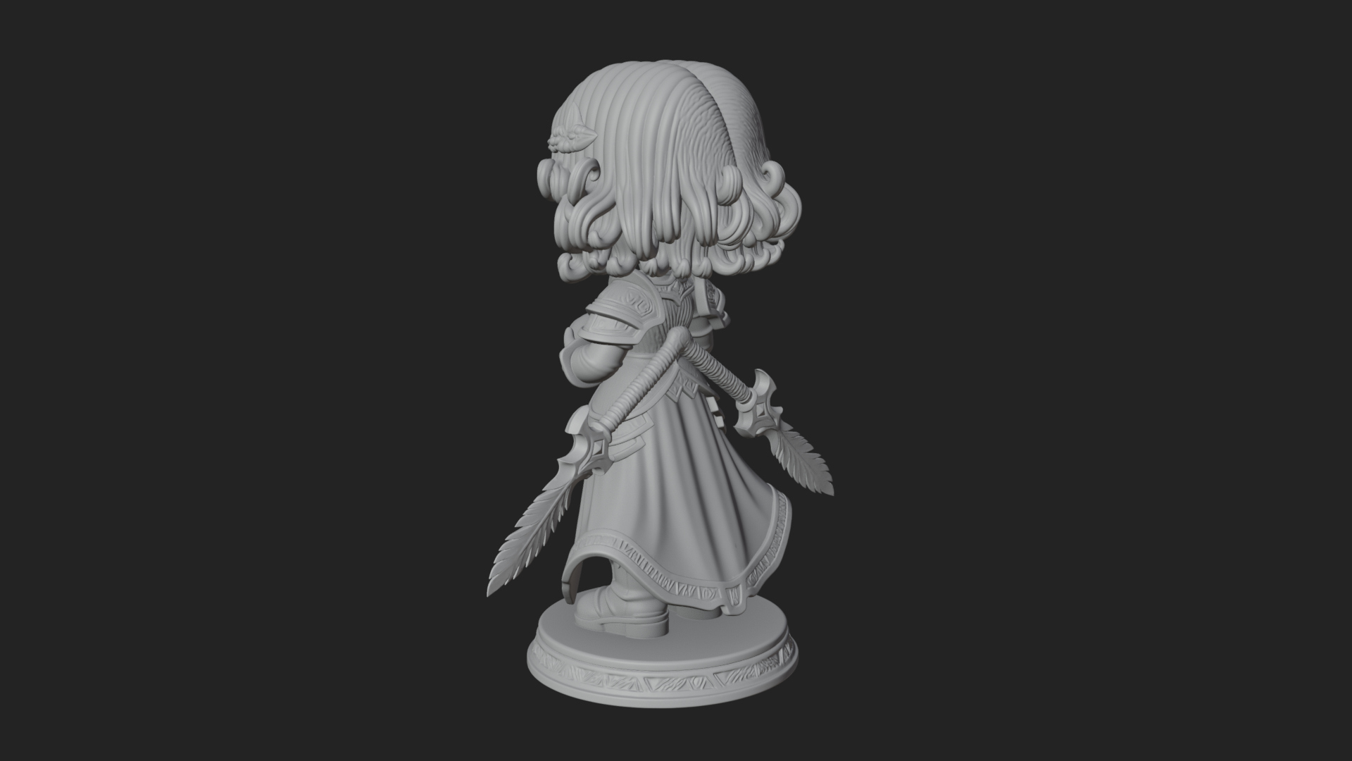 Chibi Sorceress with Orb Statue Design 3 3D Print Model 3D Model