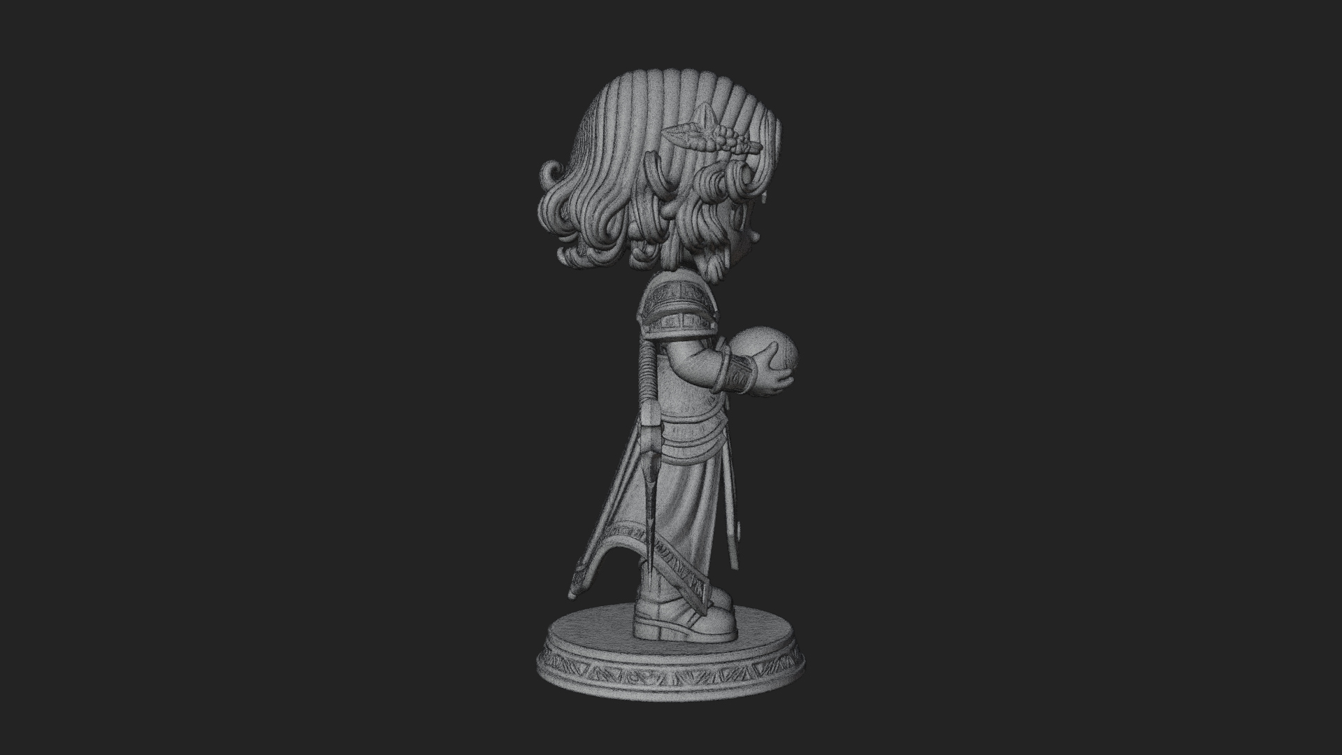 Chibi Sorceress with Orb Statue Design 3 3D Print Model 3D Model
