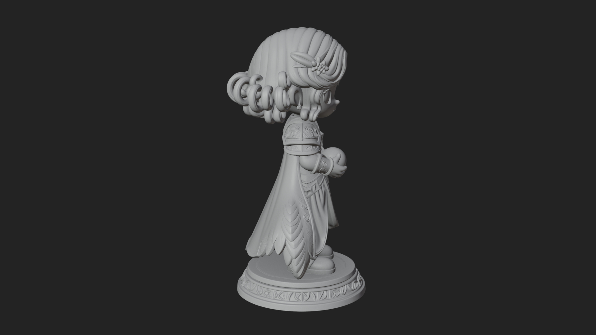 Chibi Sorceress with Orb Statue Design 4 3D Print Model 3D Model