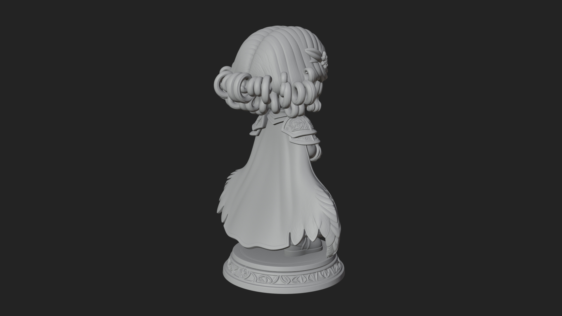 Chibi Sorceress with Orb Statue Design 4 3D Print Model 3D Model