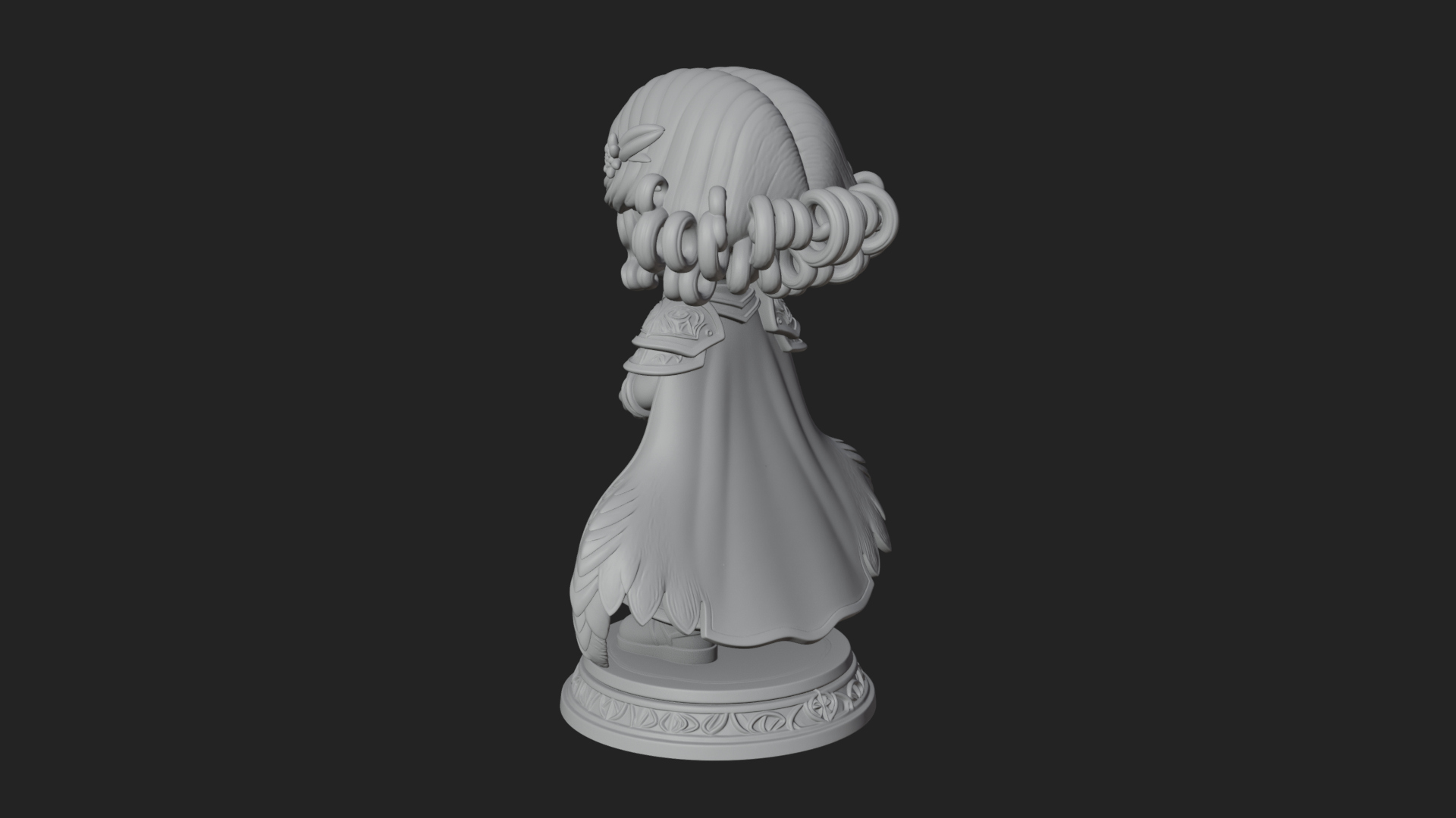 Chibi Sorceress with Orb Statue Design 4 3D Print Model 3D Model