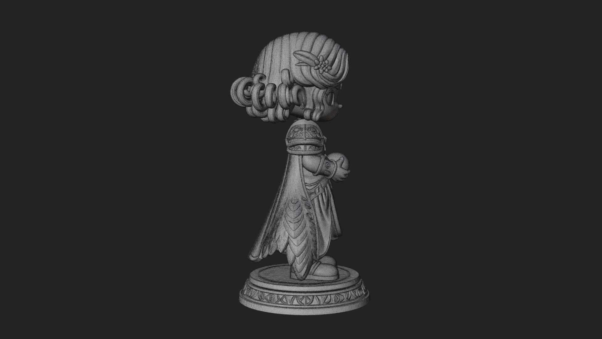 Chibi Sorceress with Orb Statue Design 4 3D Print Model 3D Model