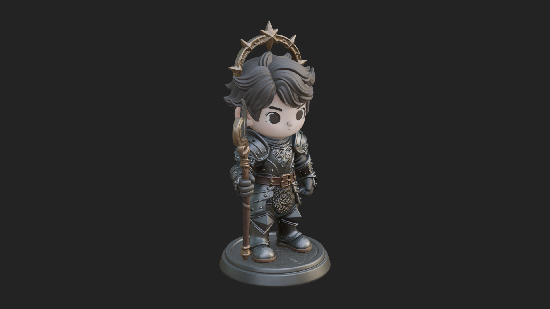 Chibi Star Crown Prince Statue Design 1 3D Print Model 3D Model