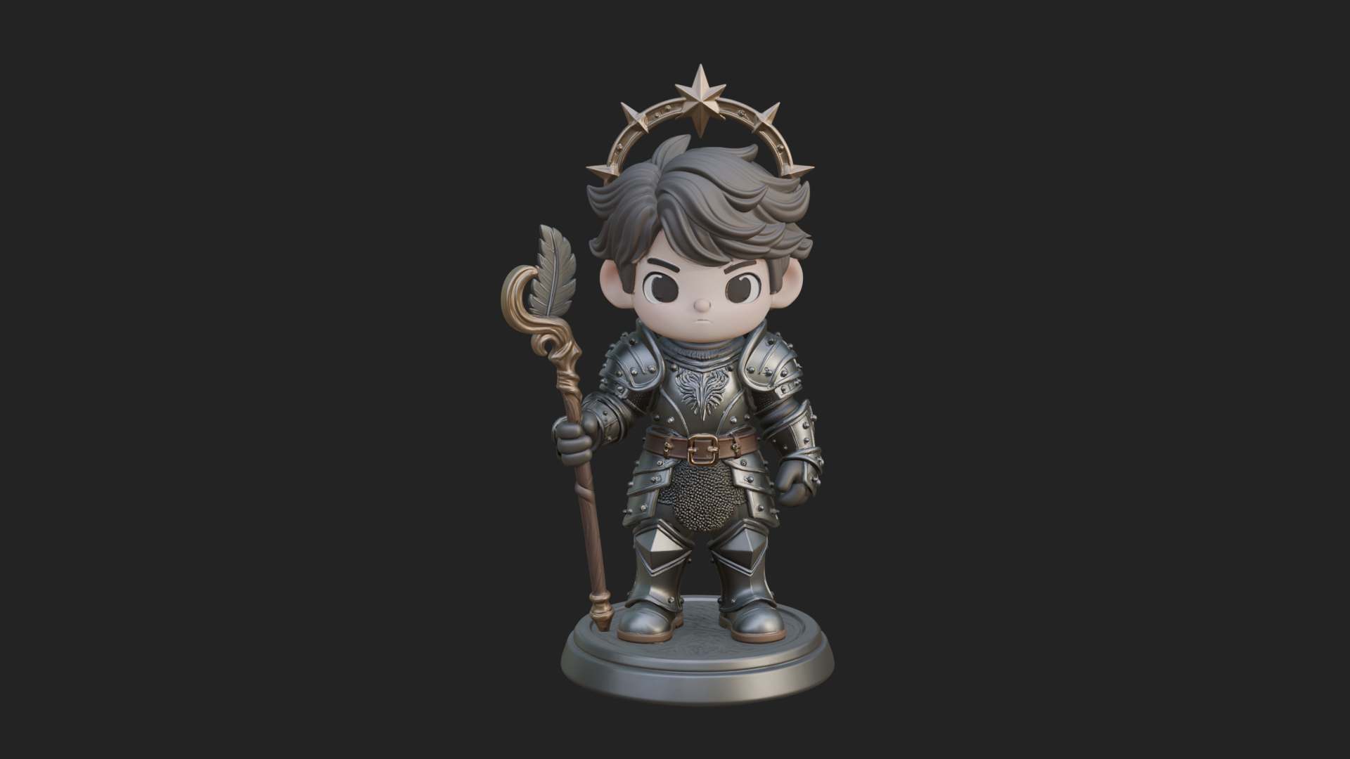 Chibi Star Crown Prince Statue Design 1 3D Print Model 3D Model