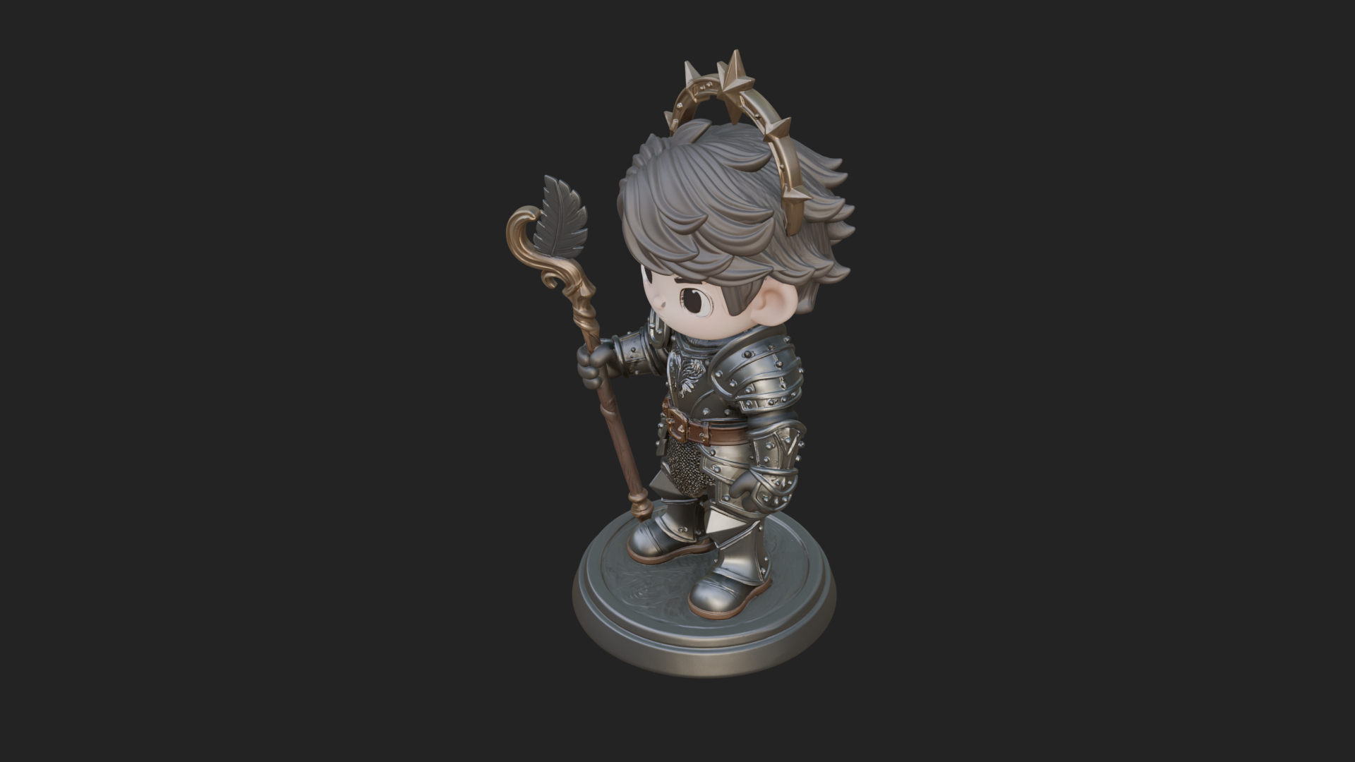 Chibi Star Crown Prince Statue Design 1 3D Print Model 3D Model