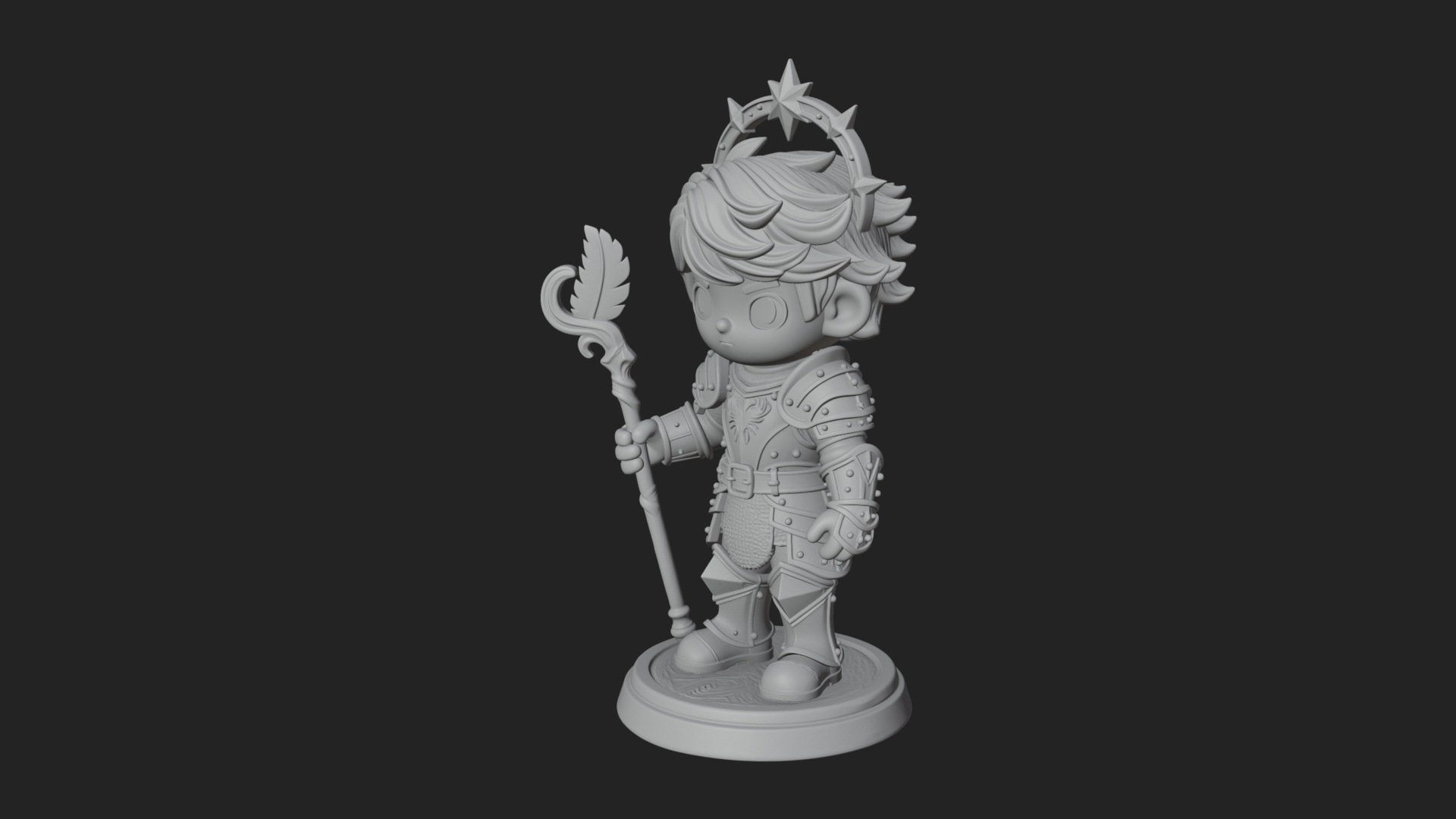 Chibi Star Crown Prince Statue Design 1 3D Print Model 3D Model