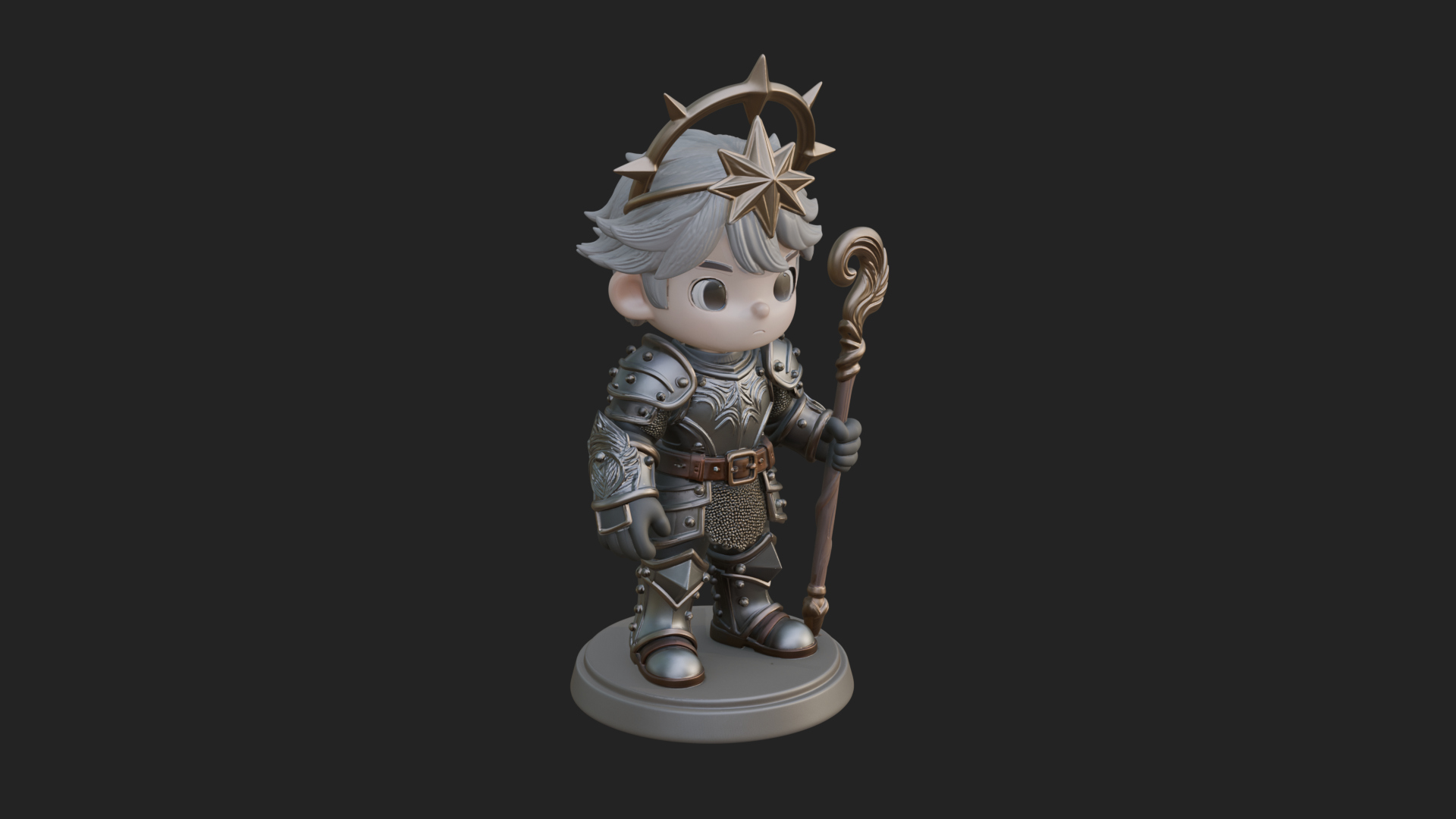 Chibi Star Crown Prince Statue Design 3 3D Print Model 3D Model