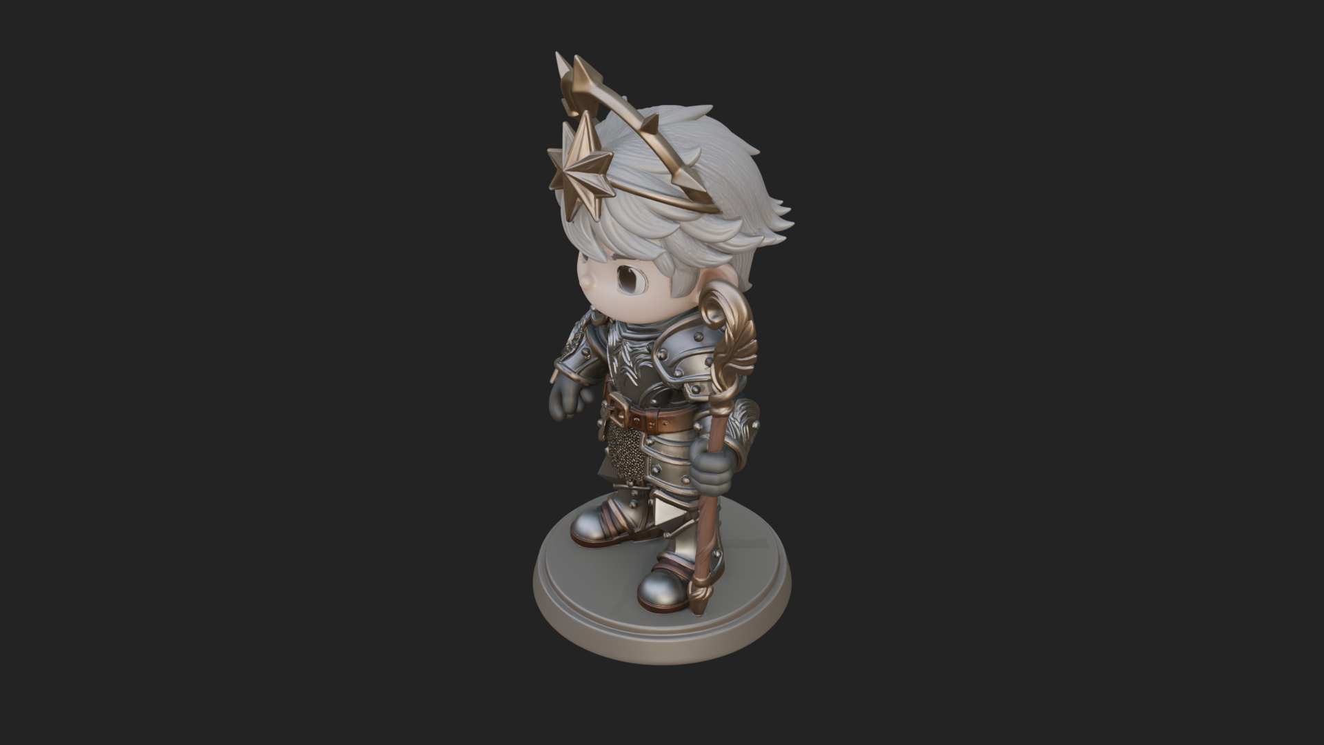 Chibi Star Crown Prince Statue Design 3 3D Print Model 3D Model