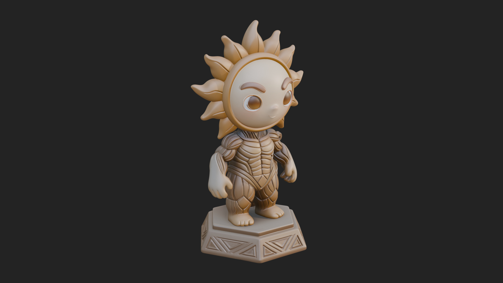 Chibi Sun Mask Figure Statue Design 1 3D Print Model 3D Model