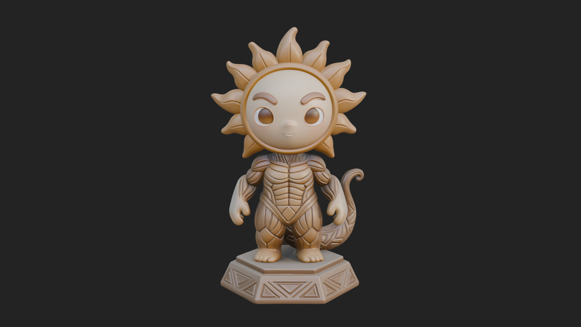 Chibi Sun Mask Figure Statue Design 1 3D Print Model 3D Model