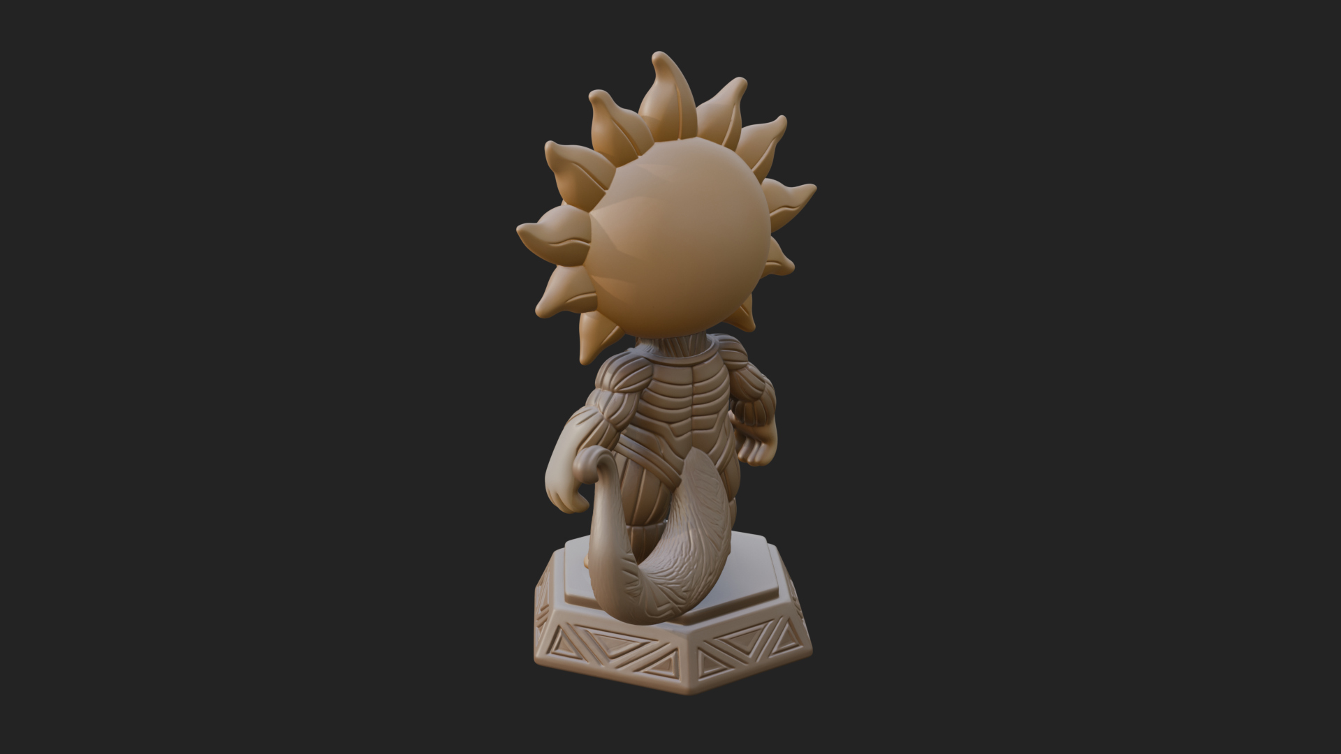 Chibi Sun Mask Figure Statue Design 1 3D Print Model 3D Model