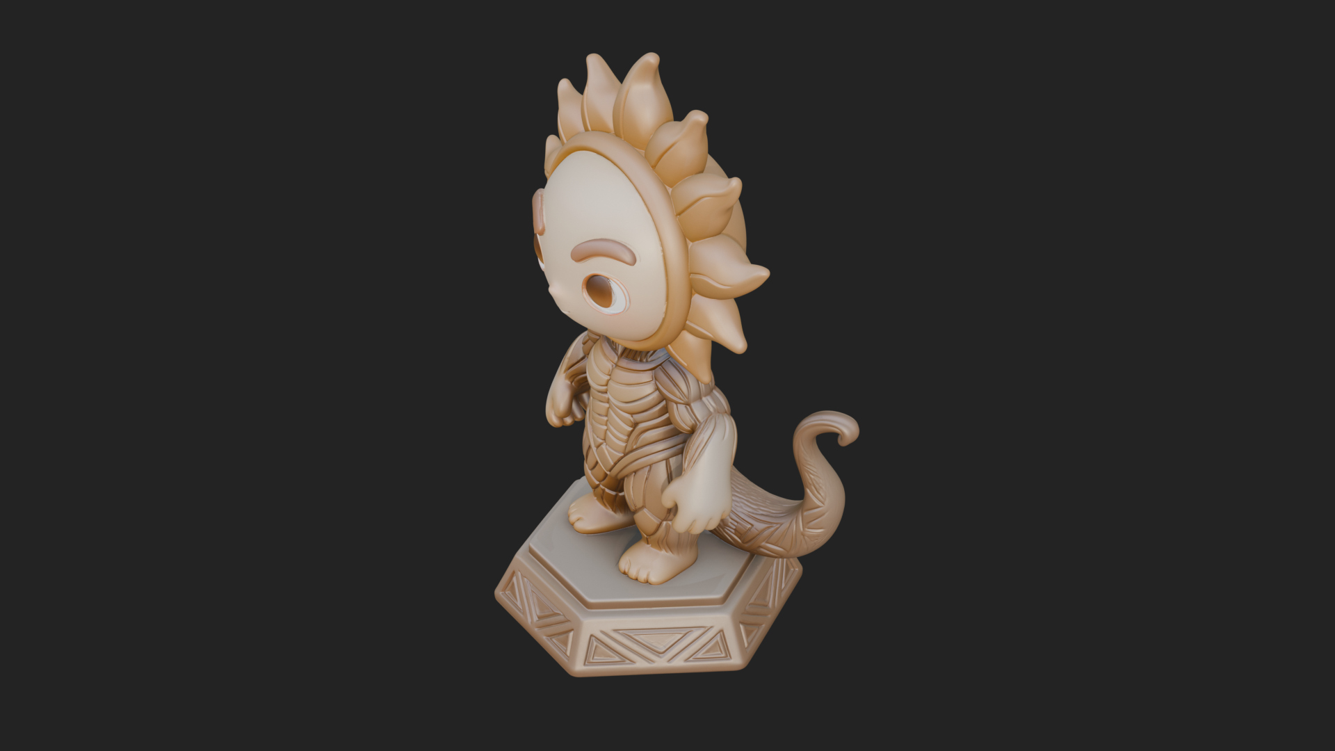 Chibi Sun Mask Figure Statue Design 1 3D Print Model 3D Model