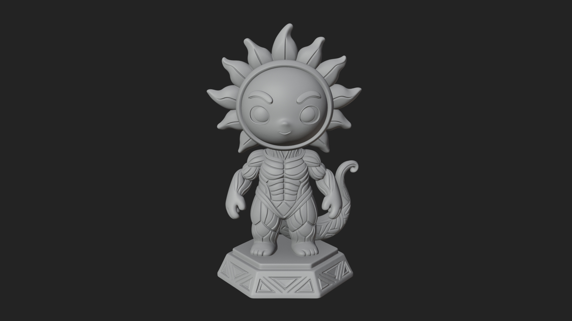 Chibi Sun Mask Figure Statue Design 1 3D Print Model 3D Model