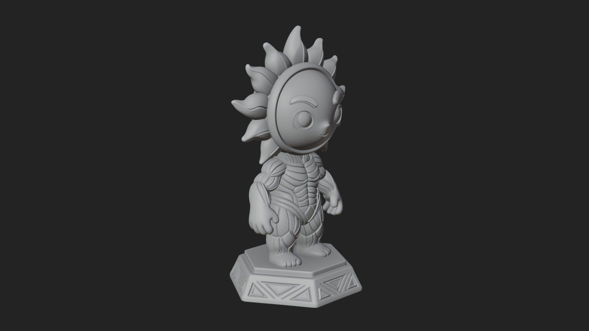 Chibi Sun Mask Figure Statue Design 1 3D Print Model 3D Model