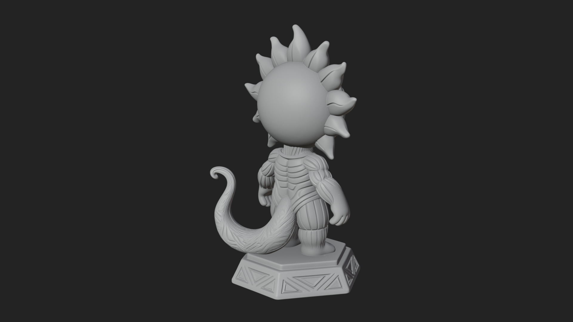 Chibi Sun Mask Figure Statue Design 1 3D Print Model 3D Model